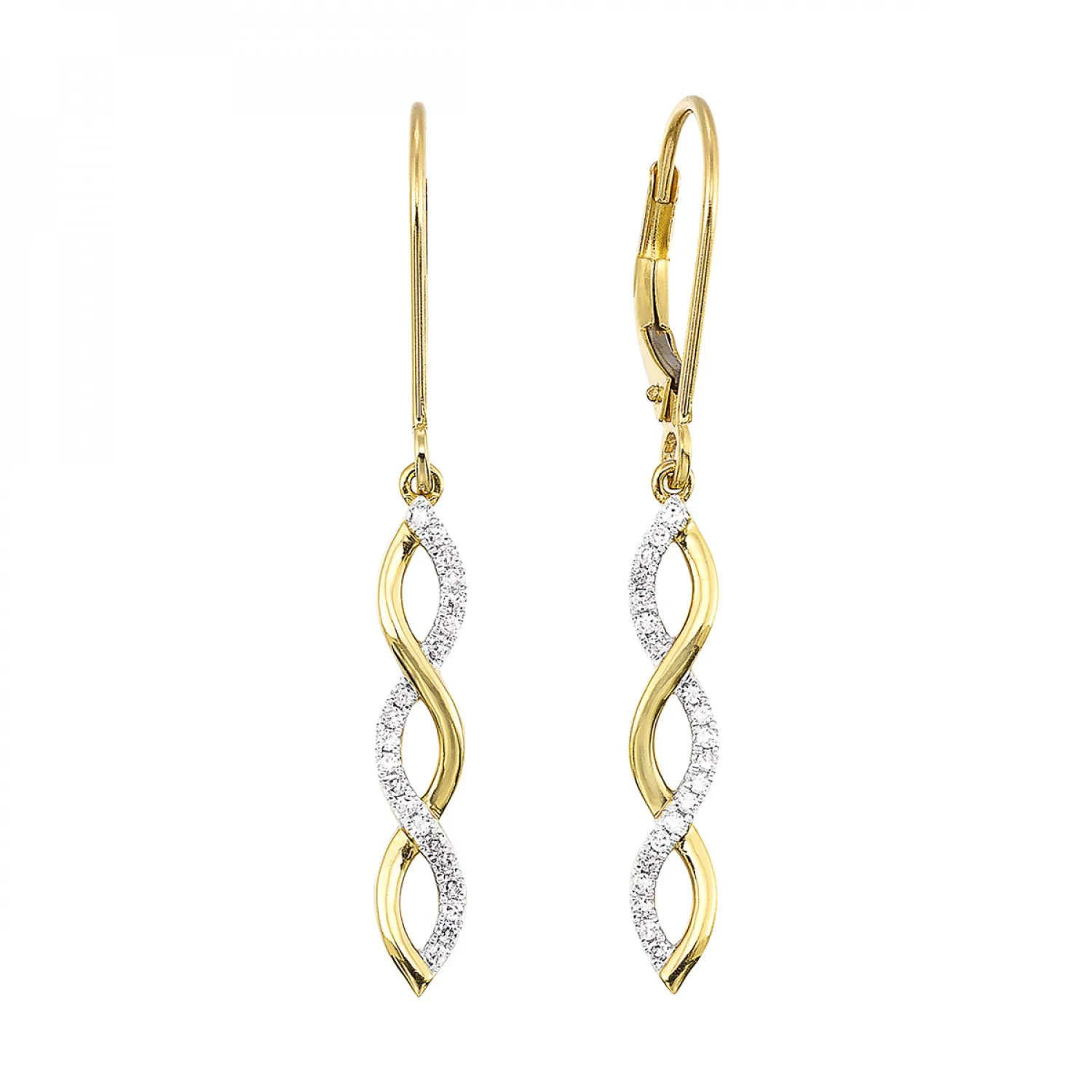 Infinity Twist Diamond Dangle Earrings in 14k Yellow Gold