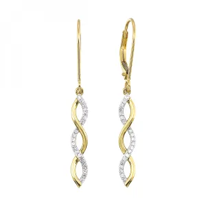 Infinity Twist Diamond Dangle Earrings in 14k Yellow Gold