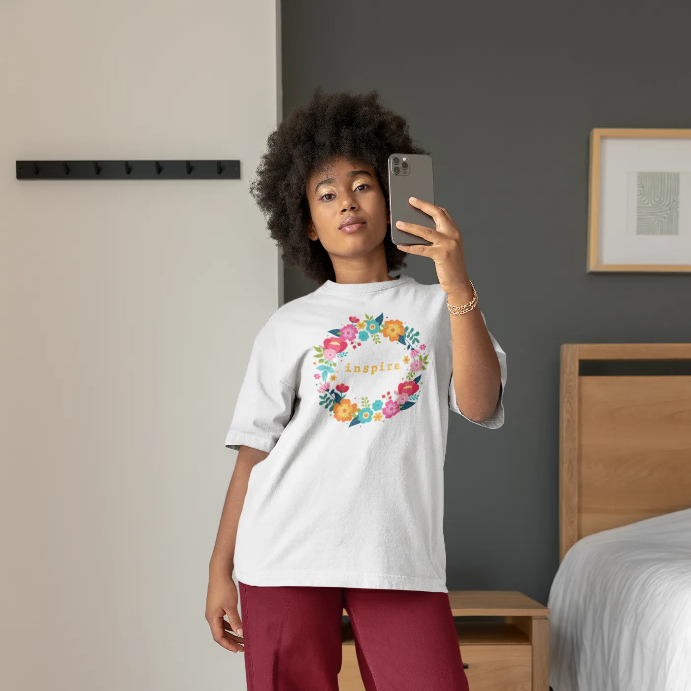 inspire Floral Wreath Short-Sleeve Unisex T-Shirt
