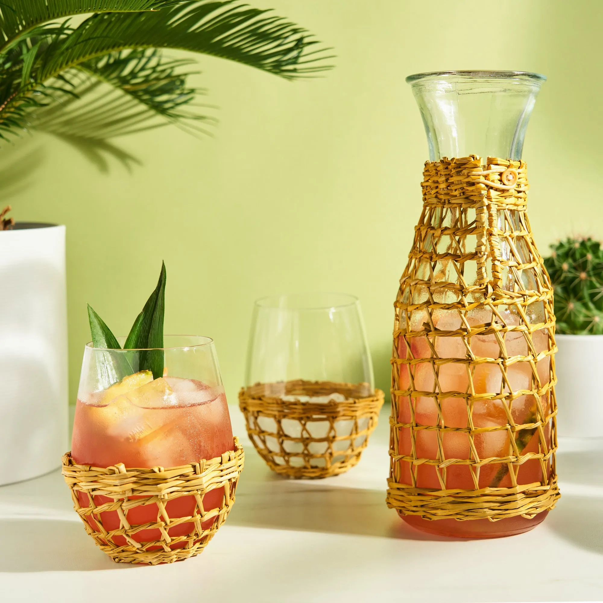 ISLAND CARAFE & STEMLESS WINE GLASS SET