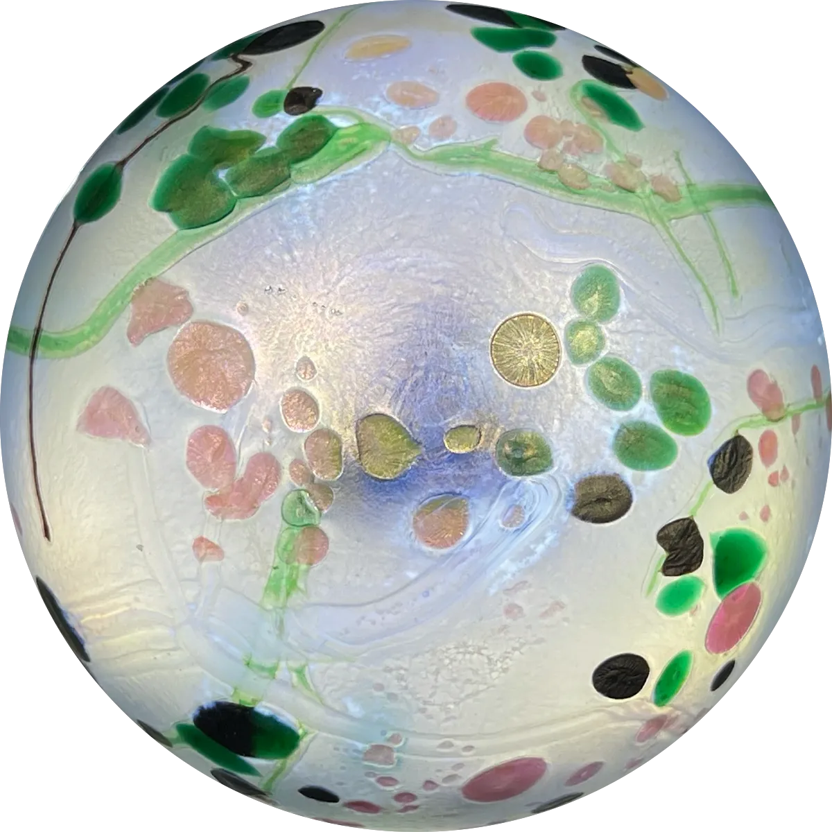 Isle of Wight Iridescent Abstract Surface Decorated Glass Art Paperweight
