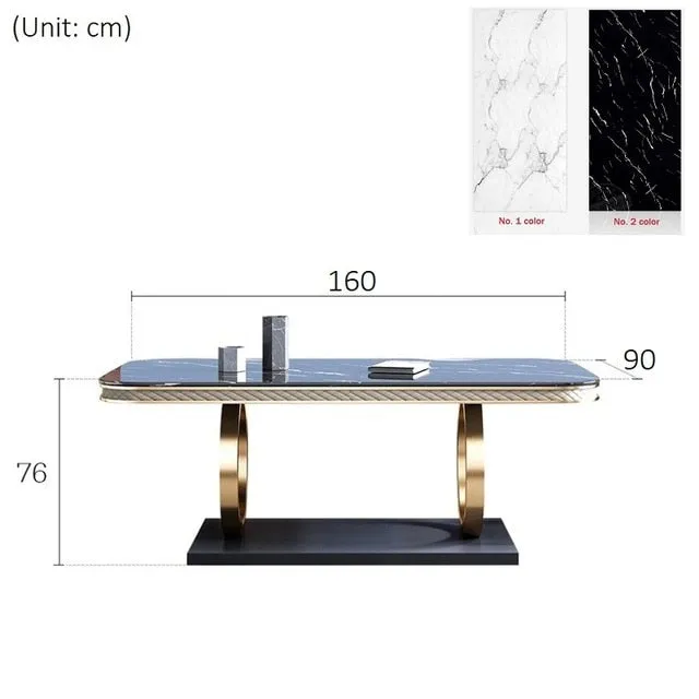 Italian Stainless Steel Wedding Dinning Tables Sets Luxury 6 chairs Modern Marble Dining Table Set