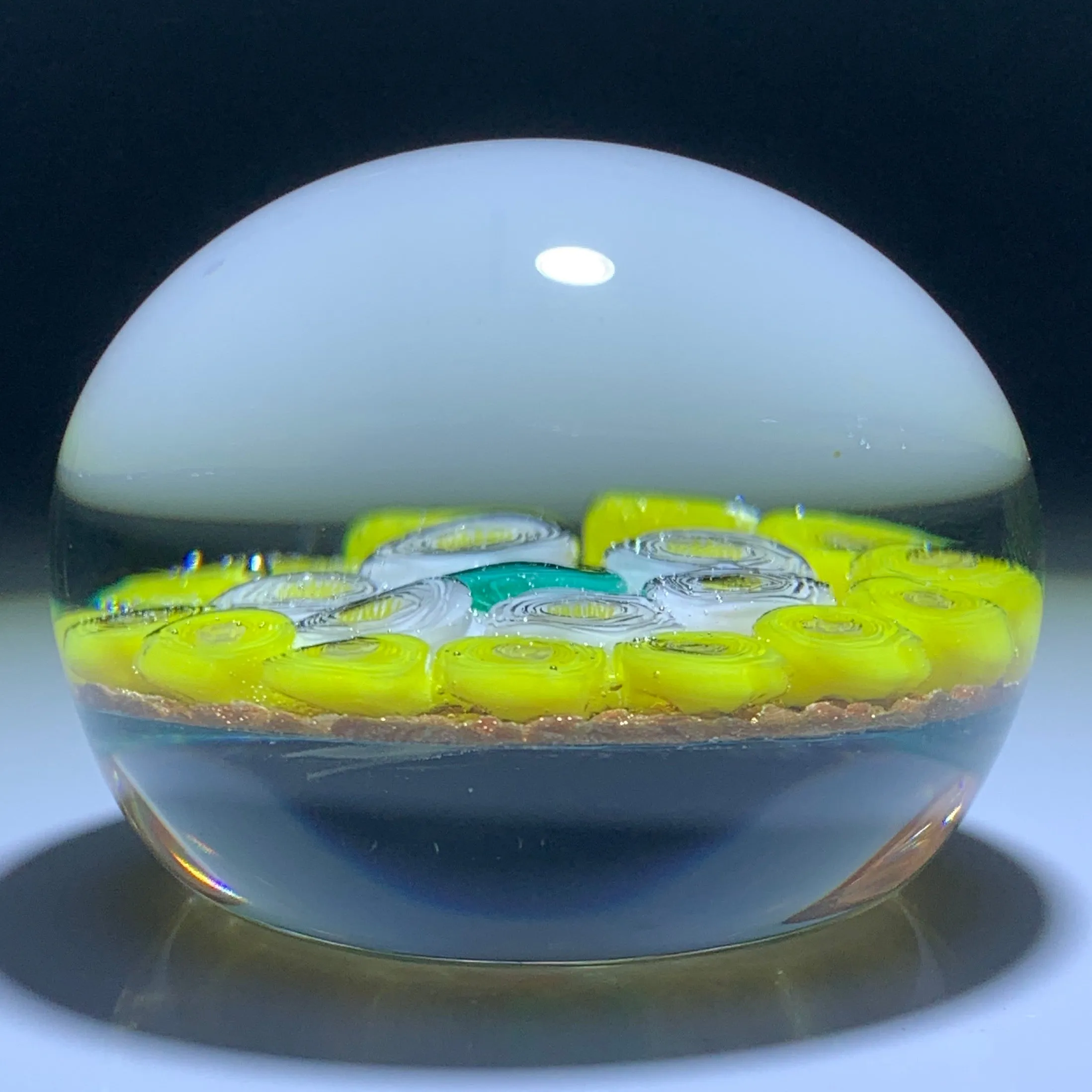 James Hart Concentric Clichy Style Millefiori Roses on Aventurine Ground