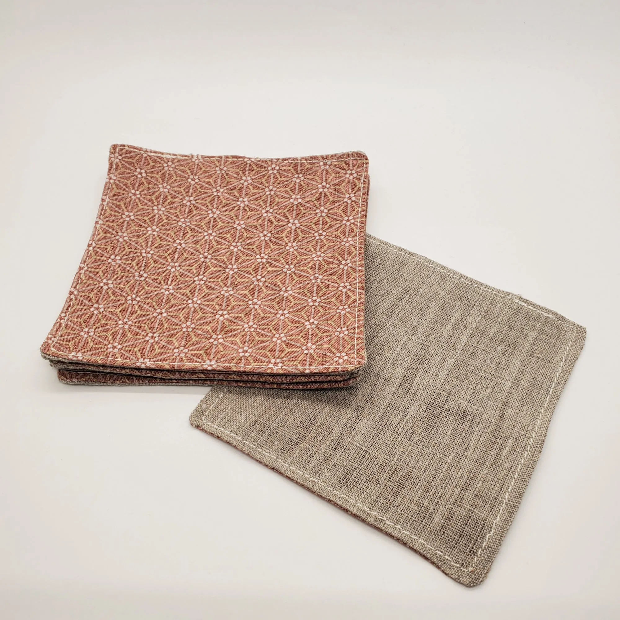 Japanese Cloth Coasters in Asanoha Rose