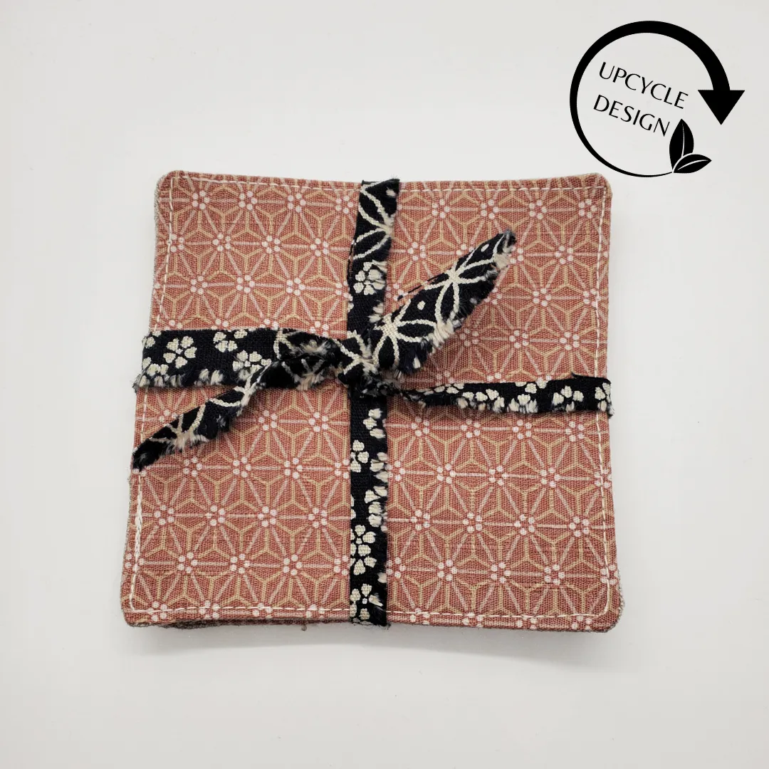 Japanese Cloth Coasters in Asanoha Rose