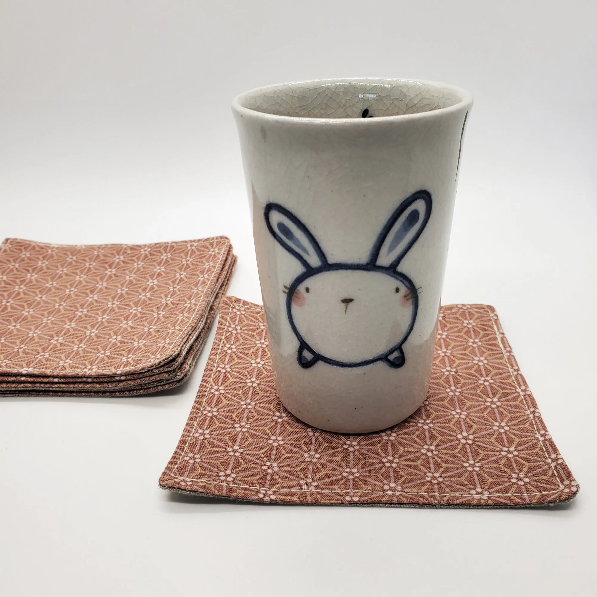 Japanese Cloth Coasters in Asanoha Rose