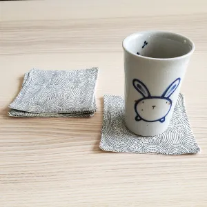 Japanese Cloth Coasters in Dotted Waves Ivory