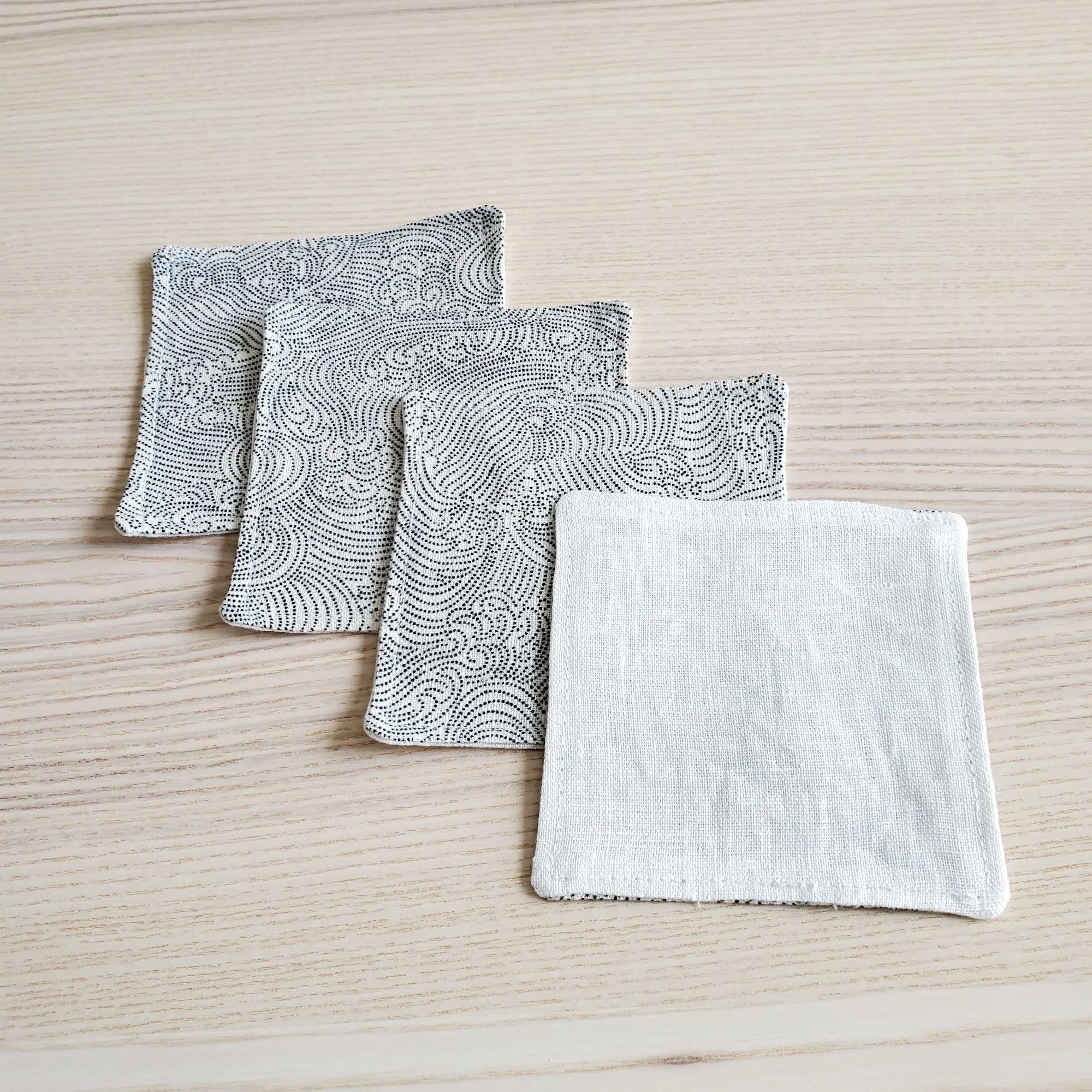Japanese Cloth Coasters in Dotted Waves Ivory