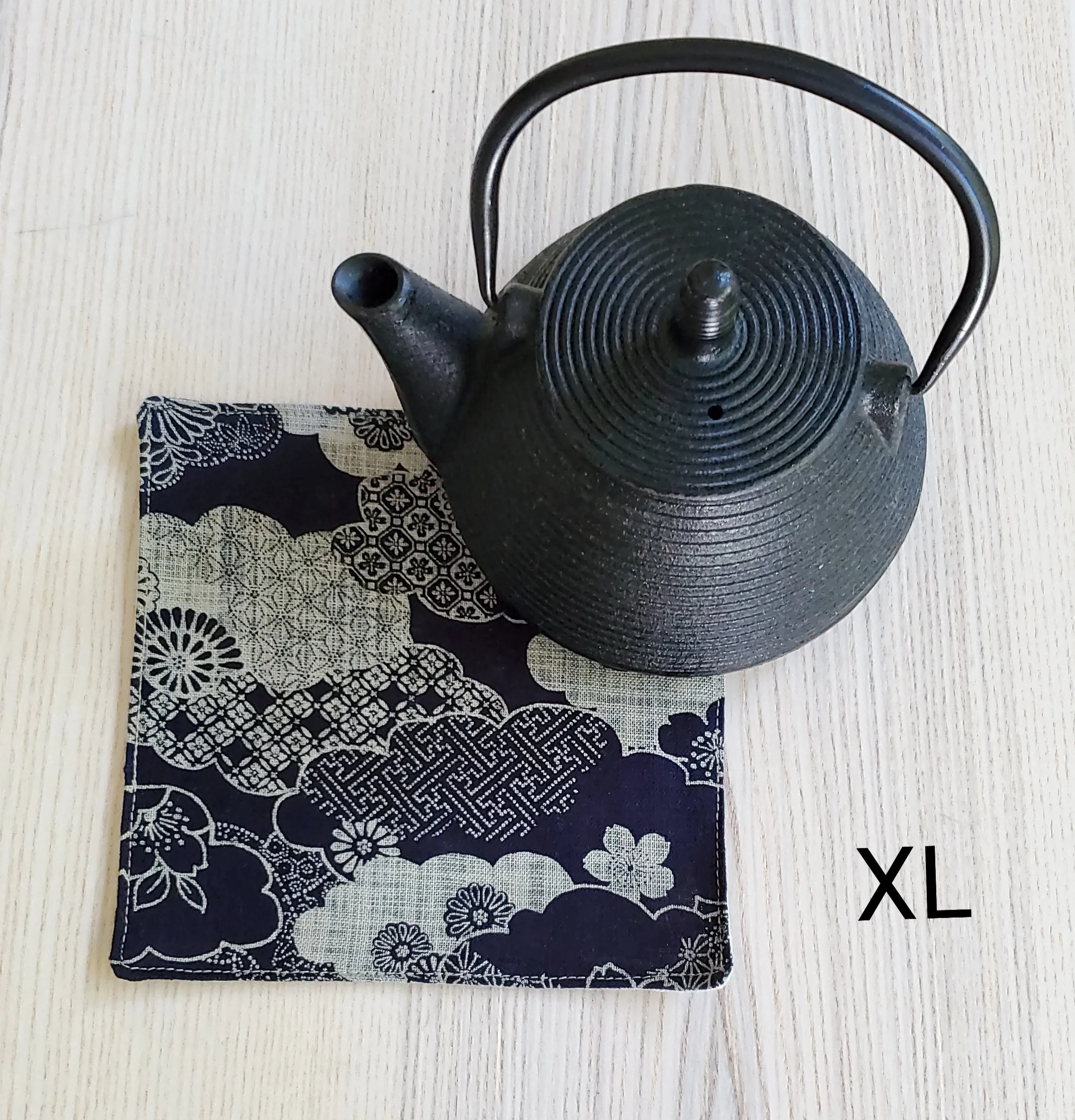 Japanese Cloth Coasters in Indigo Floral Blossom