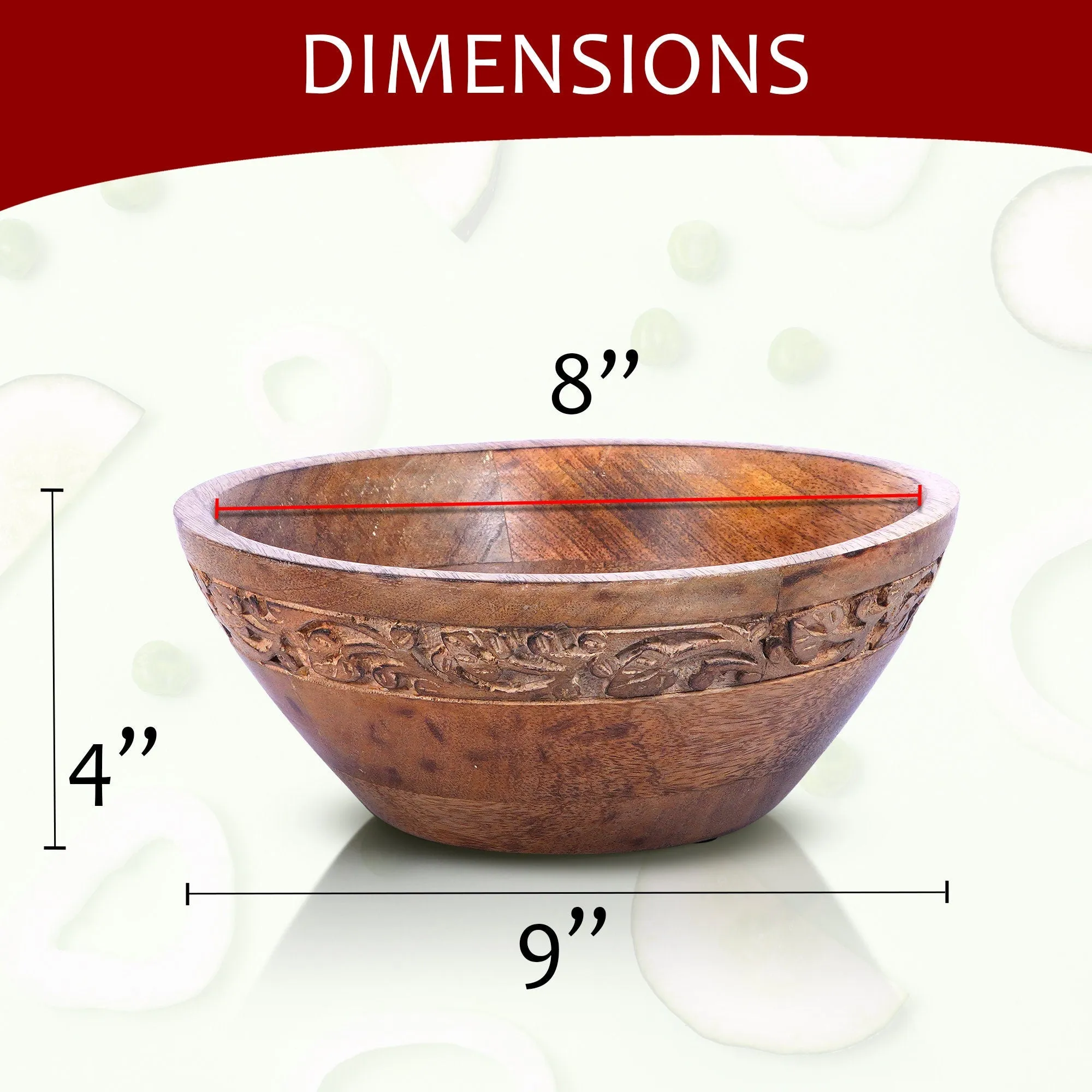 Jasmine Medium Burnt Wood Decorative Bowl - Medium