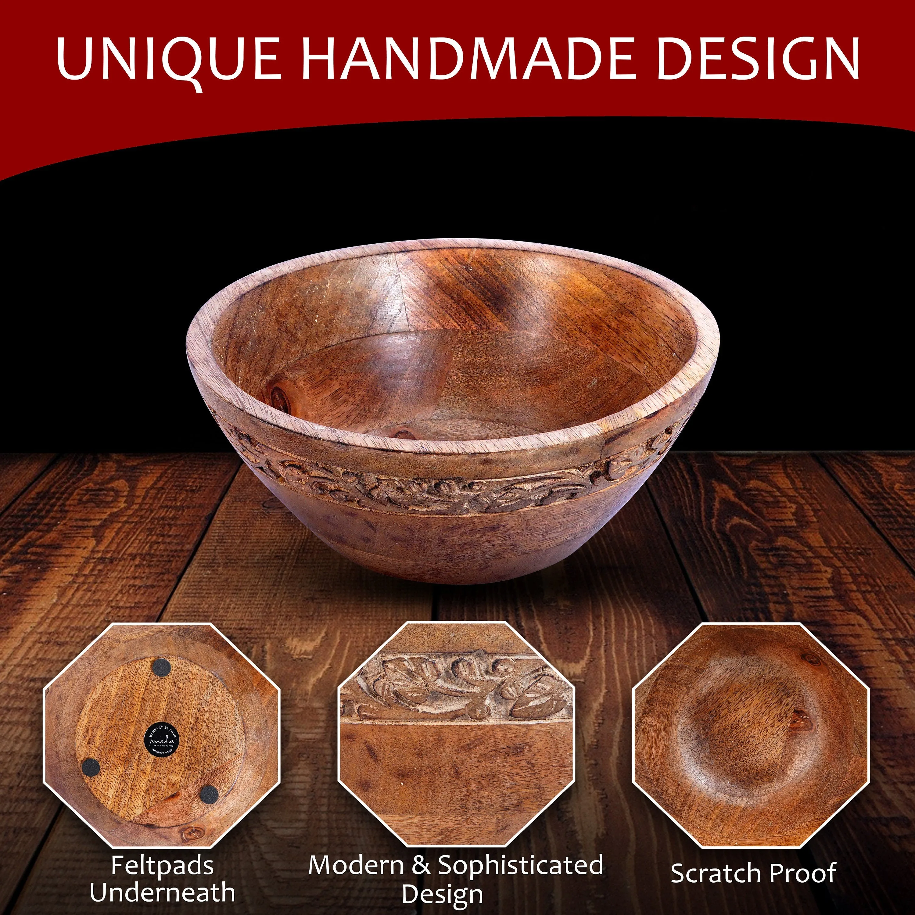Jasmine Medium Burnt Wood Decorative Bowl - Medium