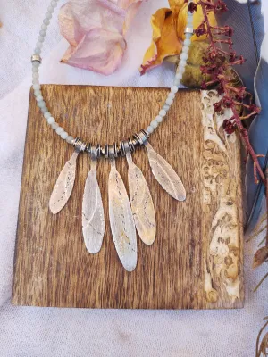JULY BEADED ~ Powder Blue Petal Necklace
