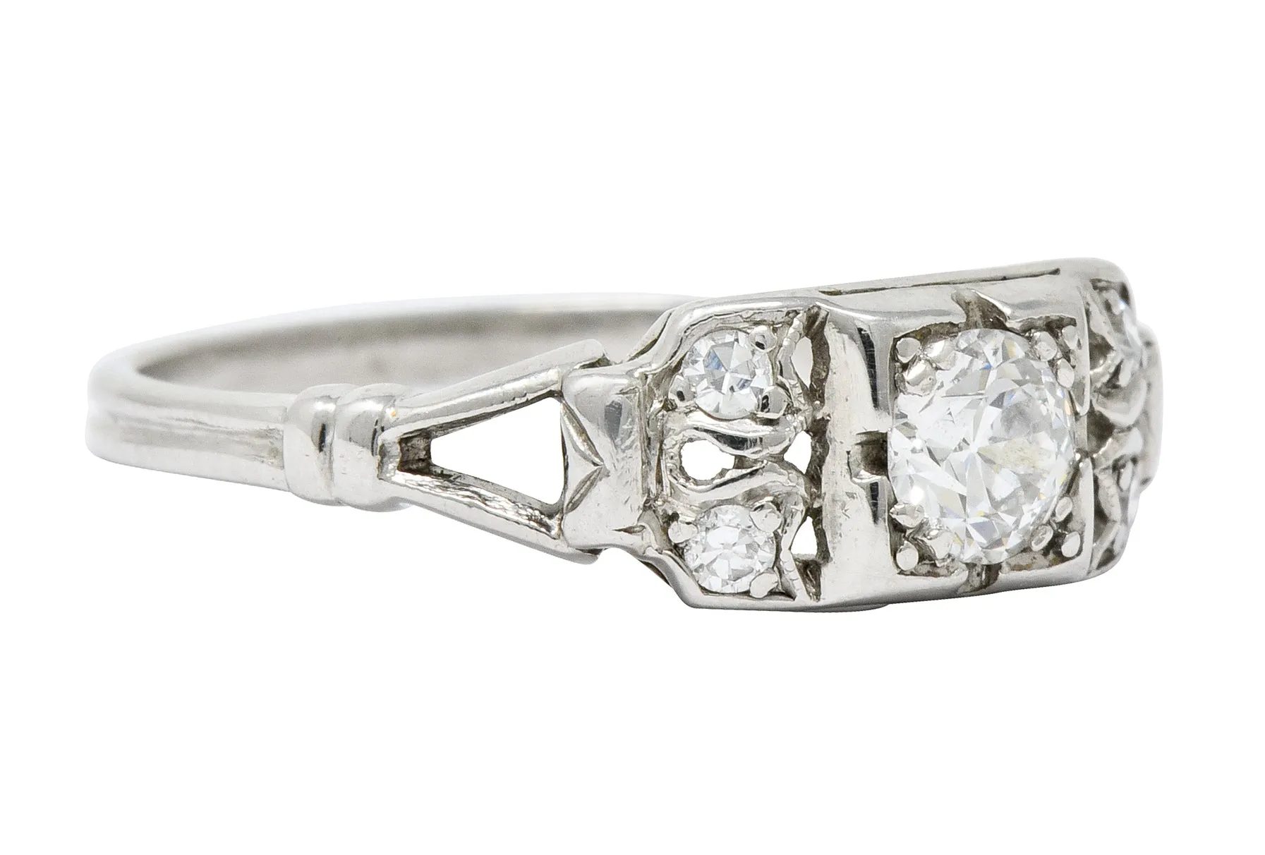 Katz & Ogush Art Deco Diamond Platinum Engagement Ring Circa 1930