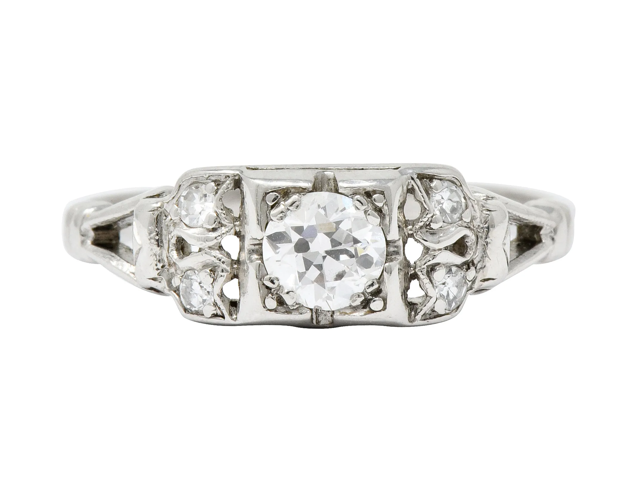 Katz & Ogush Art Deco Diamond Platinum Engagement Ring Circa 1930