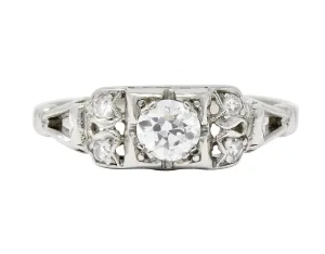 Katz & Ogush Art Deco Diamond Platinum Engagement Ring Circa 1930