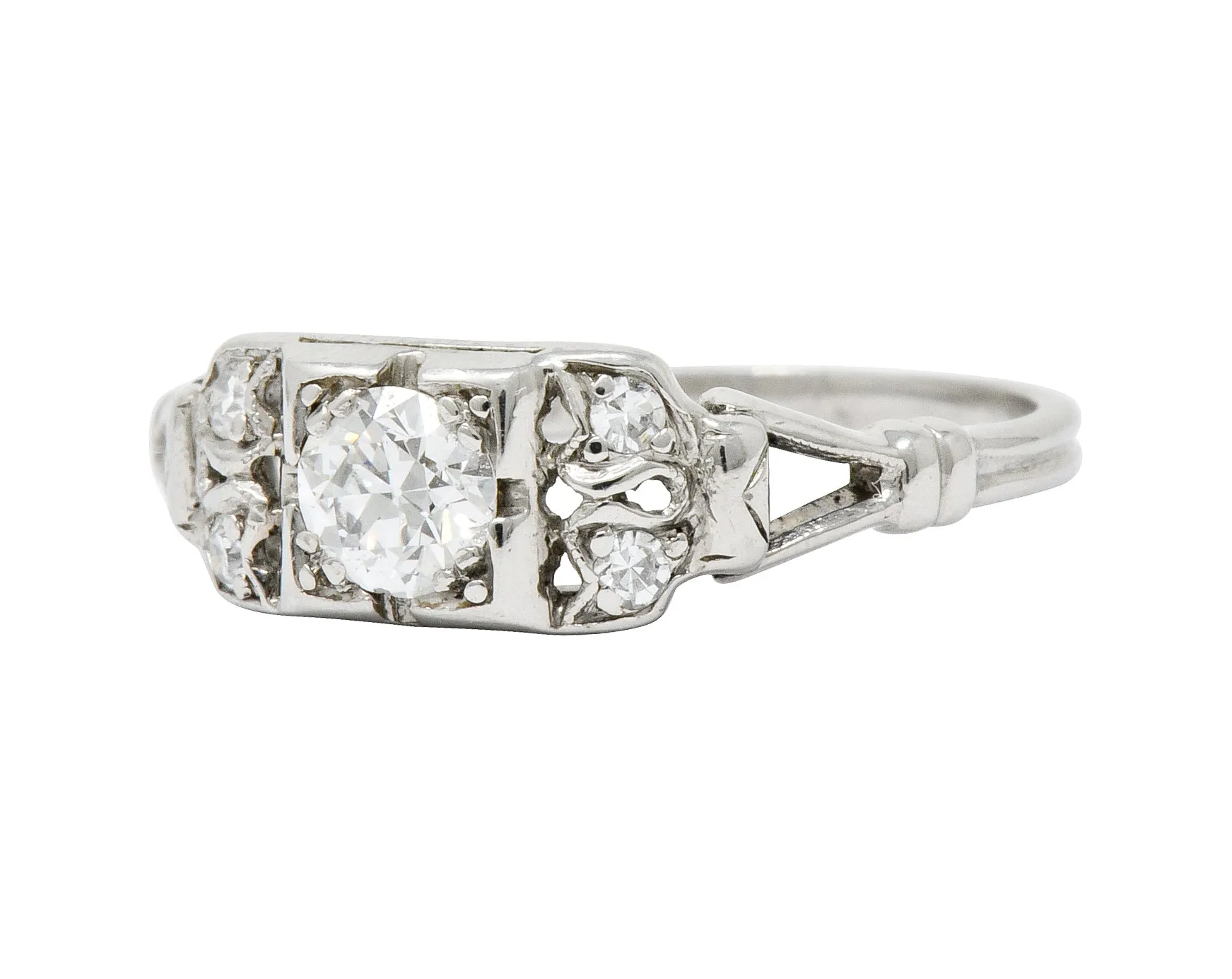 Katz & Ogush Art Deco Diamond Platinum Engagement Ring Circa 1930
