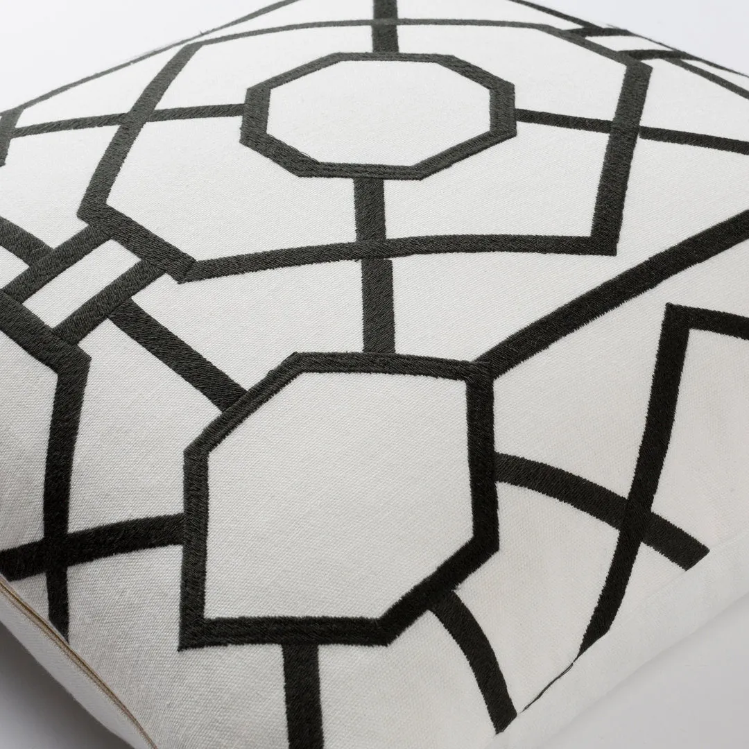 Kingdom Cotton Geometric 18" Throw Pillow Cover Livabliss Color: White/ Black