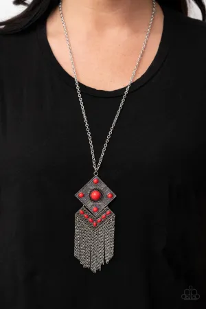 Kite Flight - Red Necklace - Paparazzi Accessories