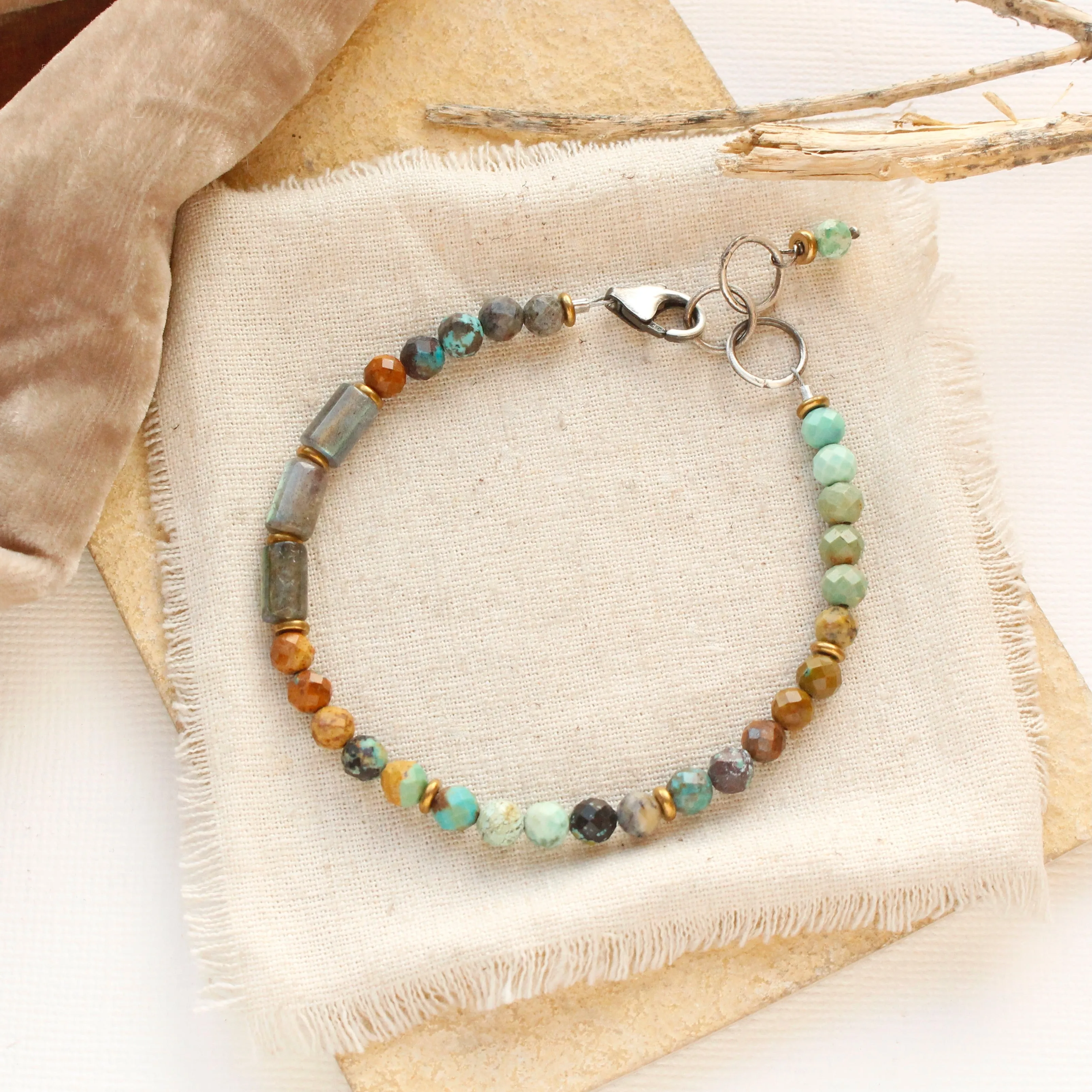 Labradorite & Turquoise Ombre Bracelet