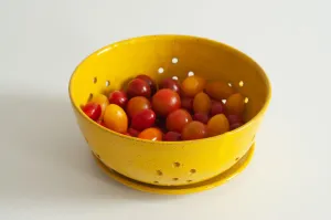 Large Berry Bowl with Saucer in Yellow