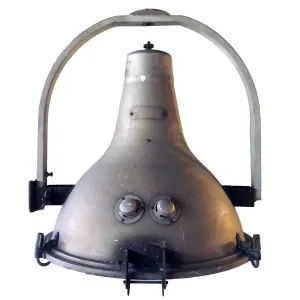Large Italian Fidenza Vetraria Mid Century Industrial Armature Hanging Light