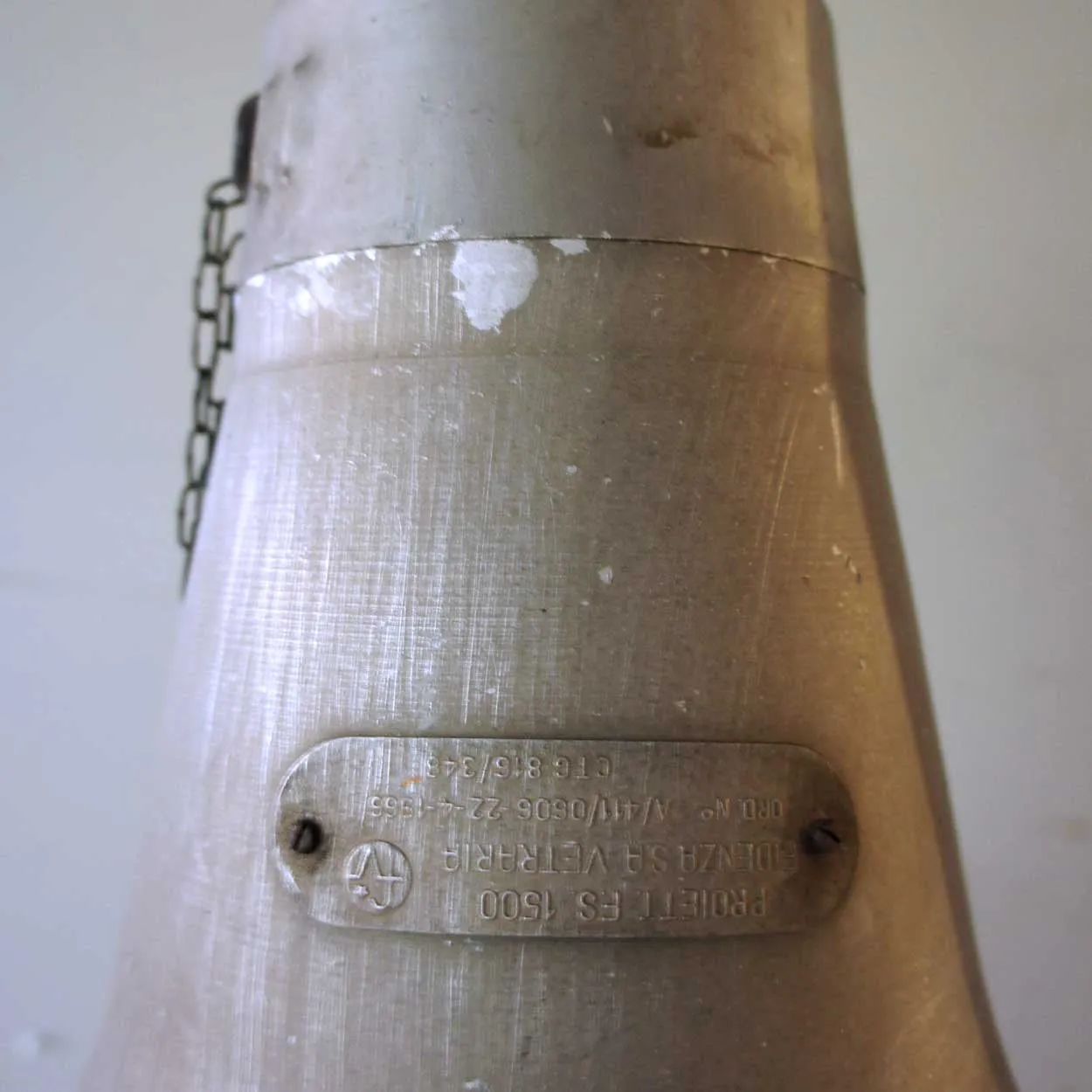 Large Italian Fidenza Vetraria Mid Century Industrial Armature Hanging Light