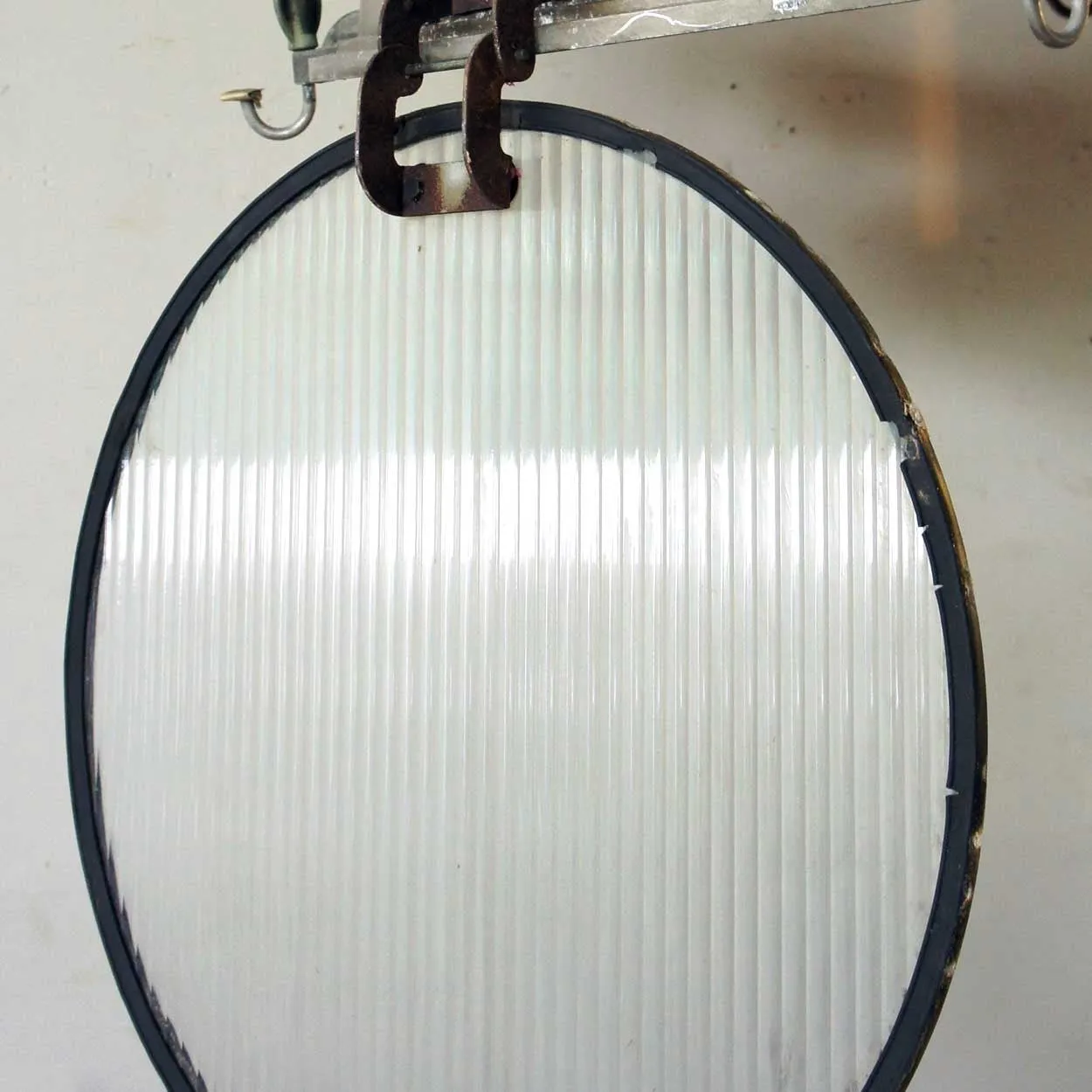 Large Italian Fidenza Vetraria Mid Century Industrial Armature Hanging Light