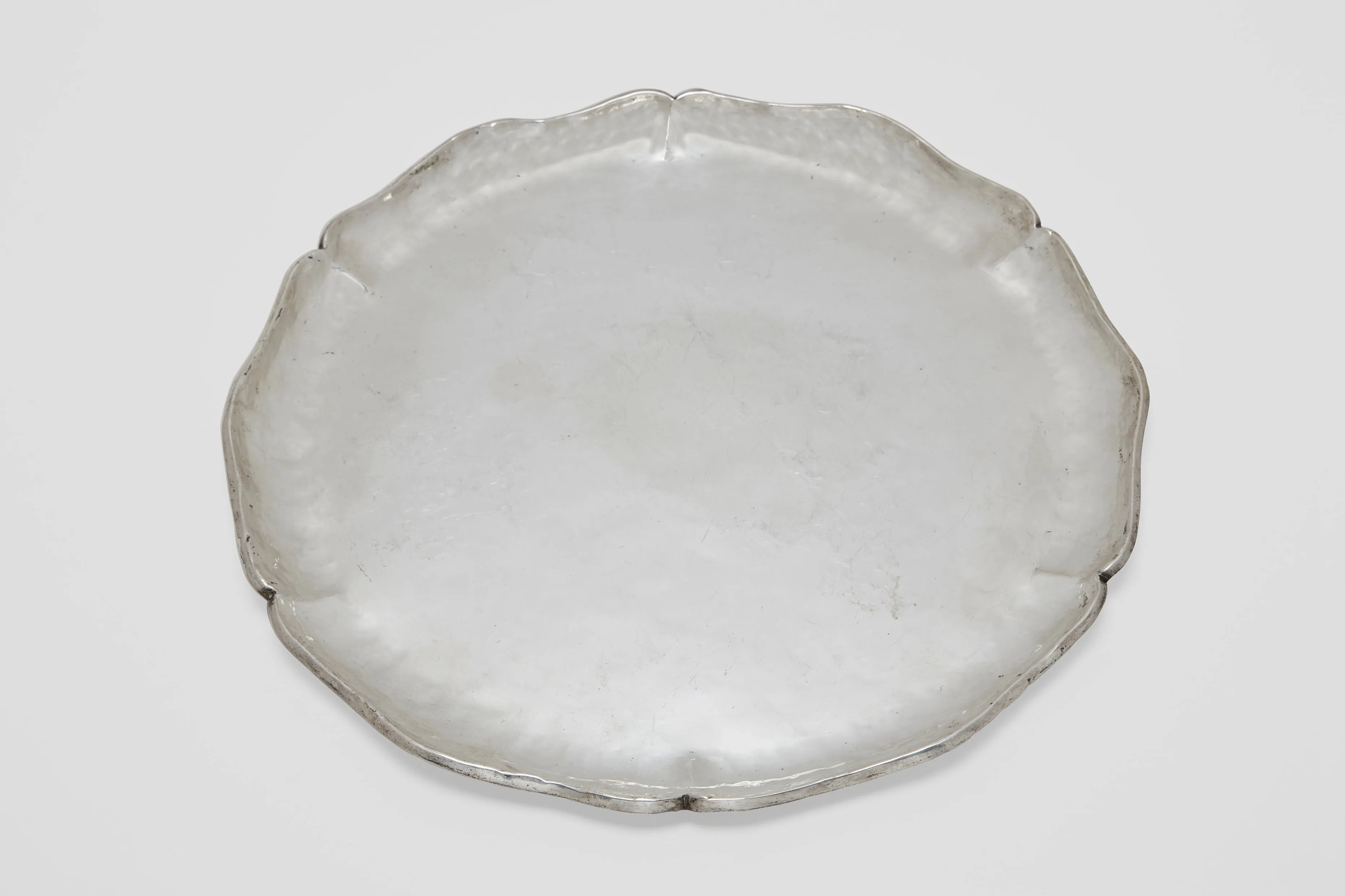 Large Sterling Hand Hammered Round Tray