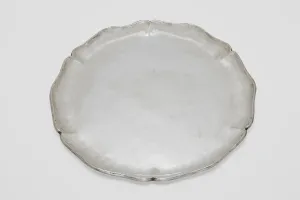 Large Sterling Hand Hammered Round Tray