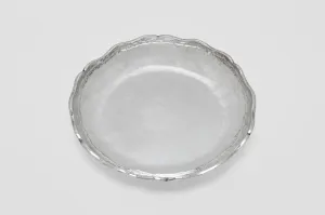 Large Sterling High Rim Hand Hammered Round Tray