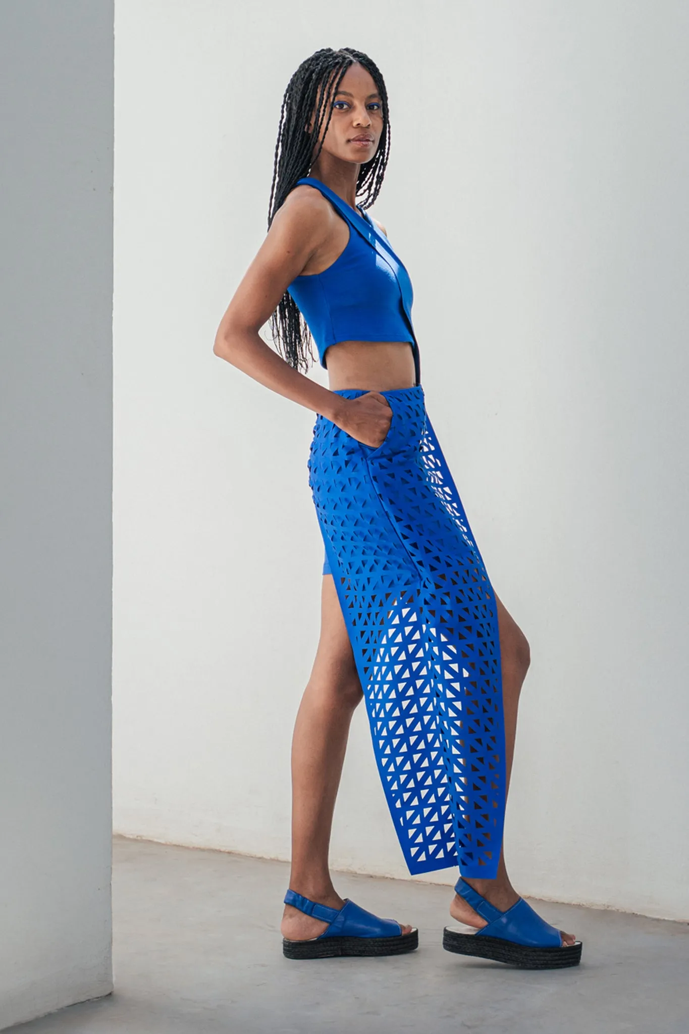 Laser cut deconstructed shorts