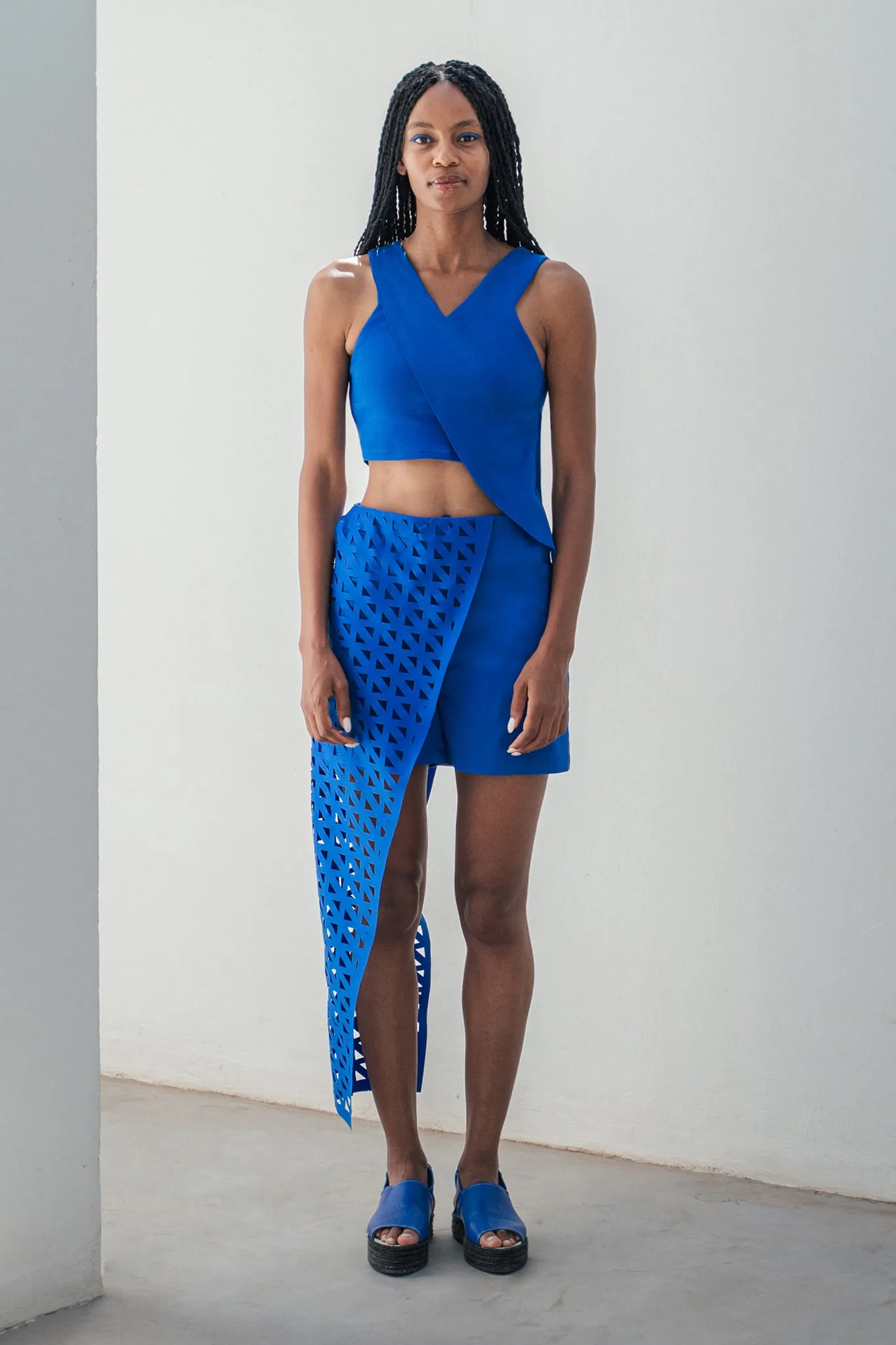 Laser cut deconstructed shorts