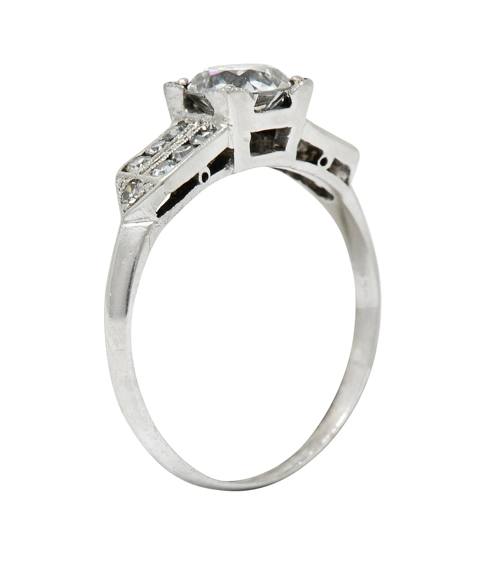 Late Art Deco 0.93 CTW Diamond Platinum Engagement Ring