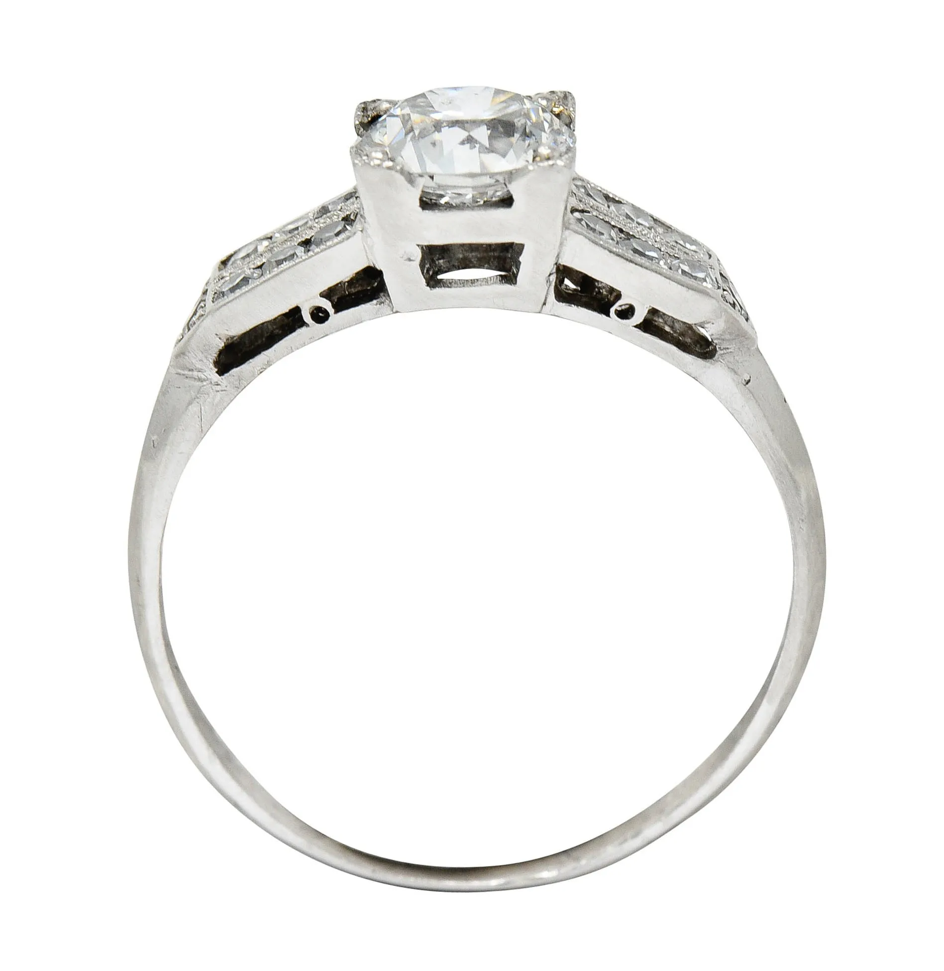 Late Art Deco 0.93 CTW Diamond Platinum Engagement Ring
