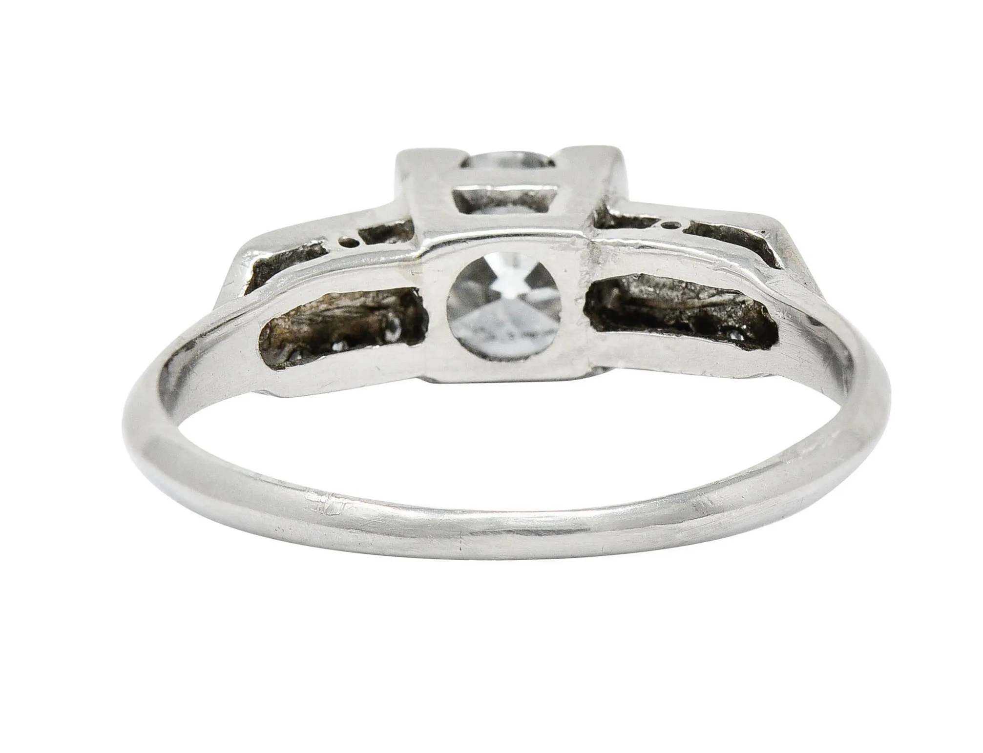 Late Art Deco 0.93 CTW Diamond Platinum Engagement Ring