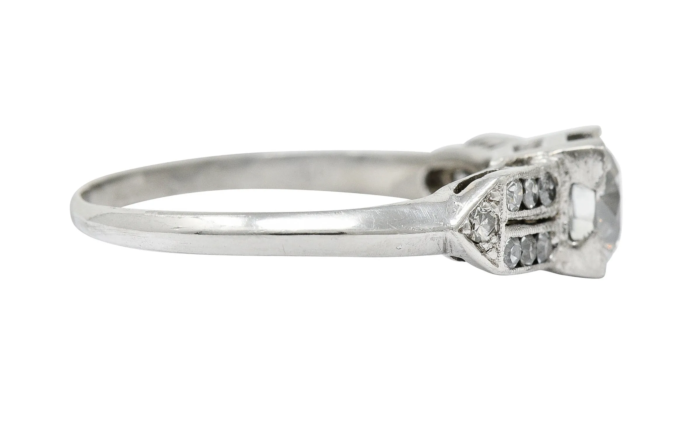Late Art Deco 0.93 CTW Diamond Platinum Engagement Ring
