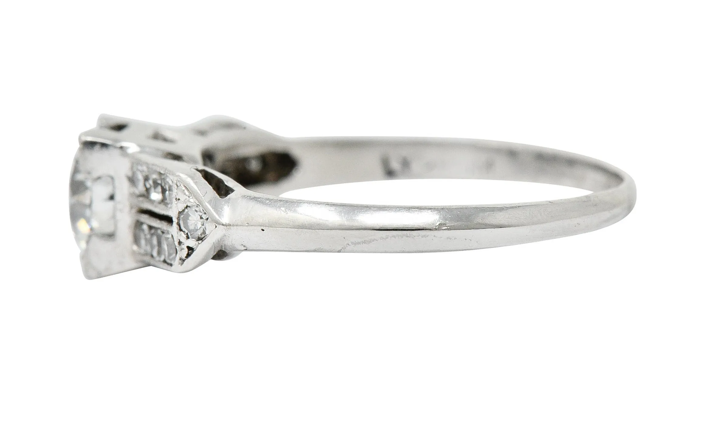 Late Art Deco 0.93 CTW Diamond Platinum Engagement Ring