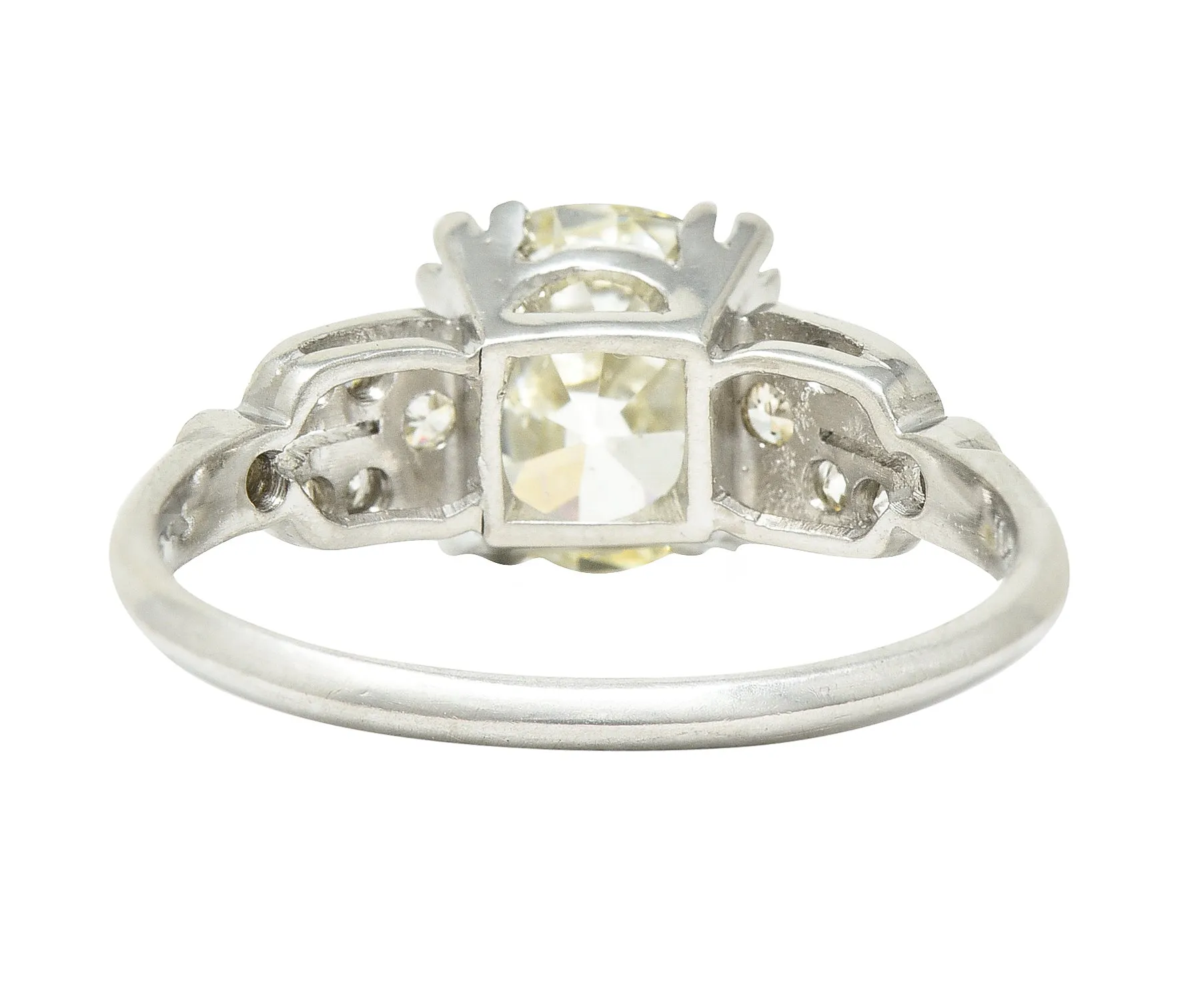 Late Art Deco 2.60 CTW Old European Cut Diamond Platinum Arch Engagement Ring