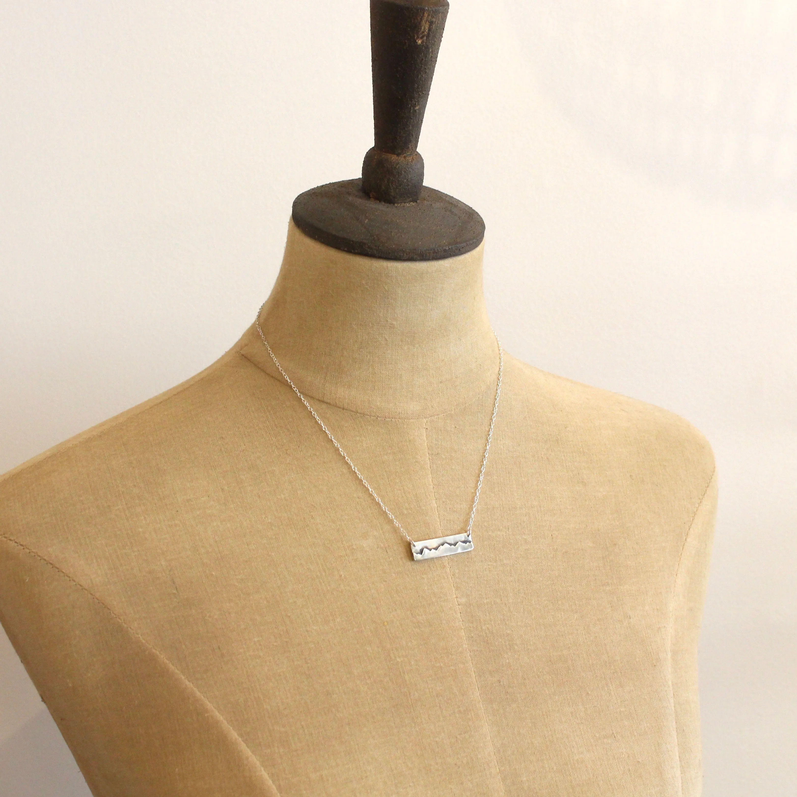 Layered Silver Mountain Bar Necklace