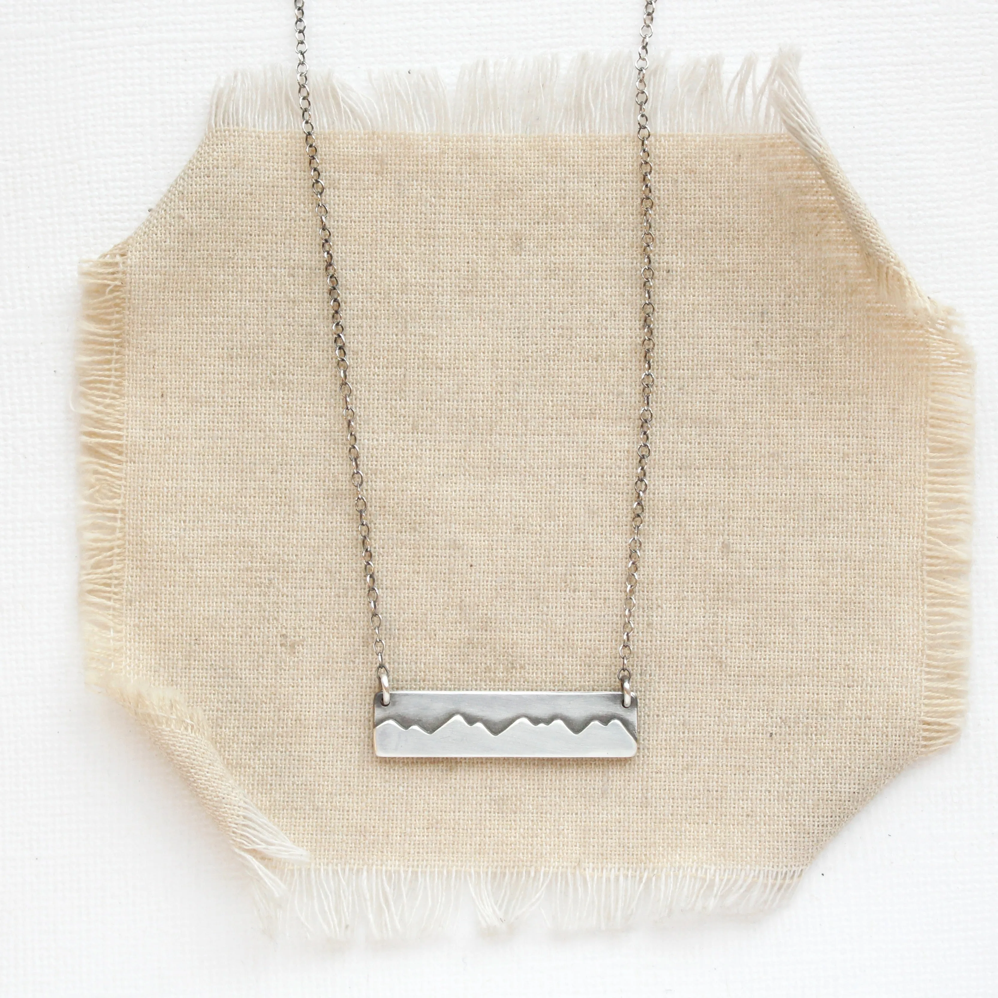 Layered Silver Mountain Bar Necklace