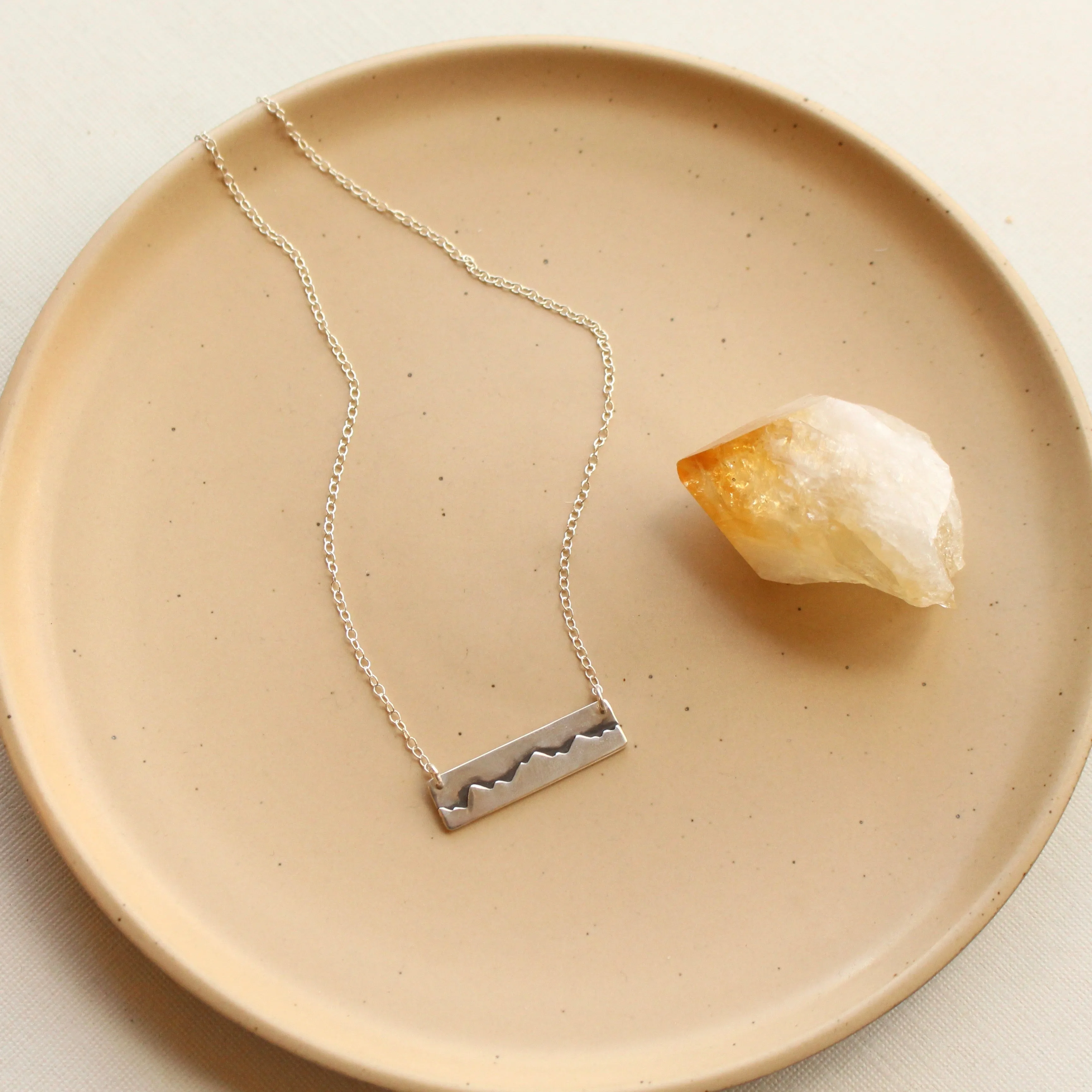 Layered Silver Mountain Bar Necklace