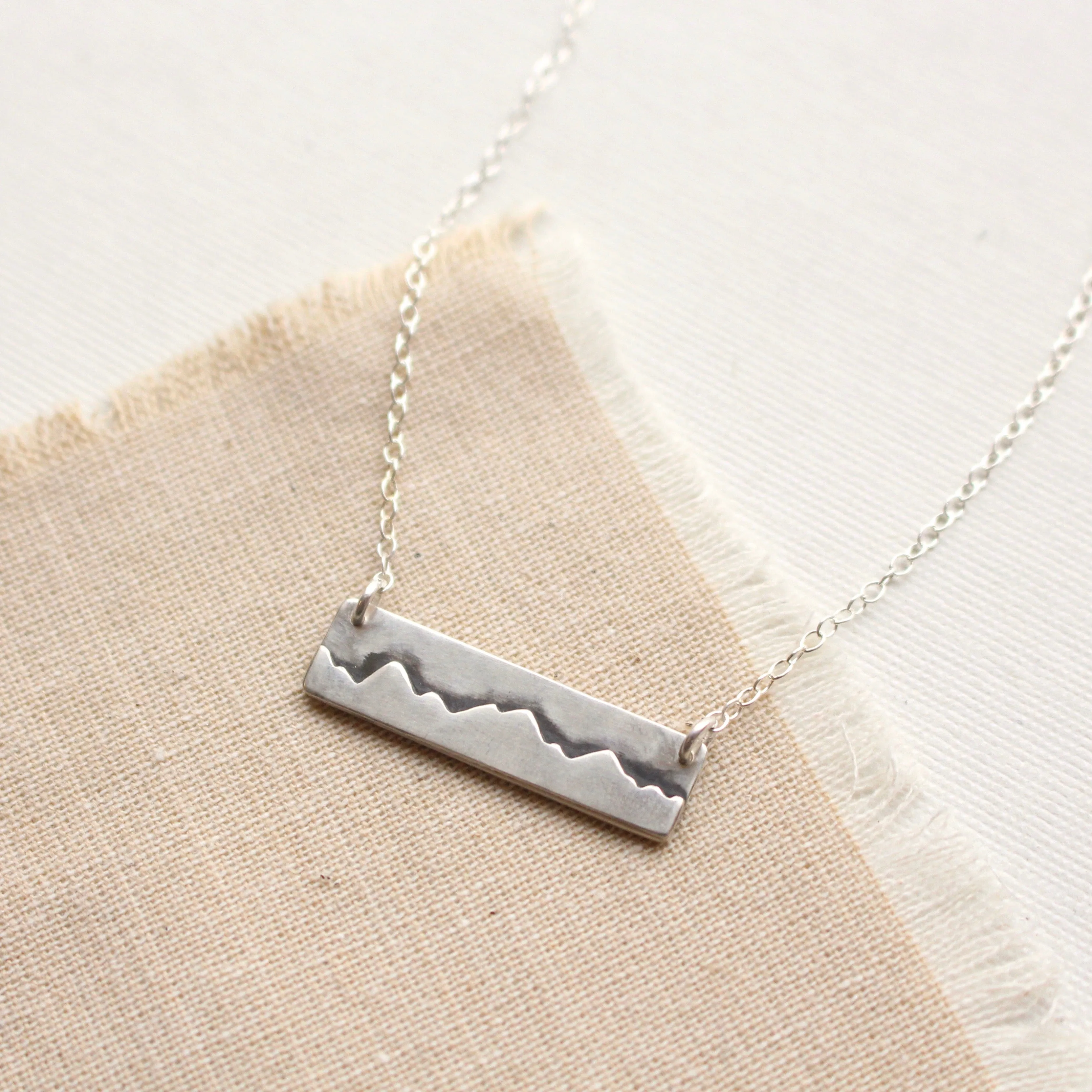 Layered Silver Mountain Bar Necklace