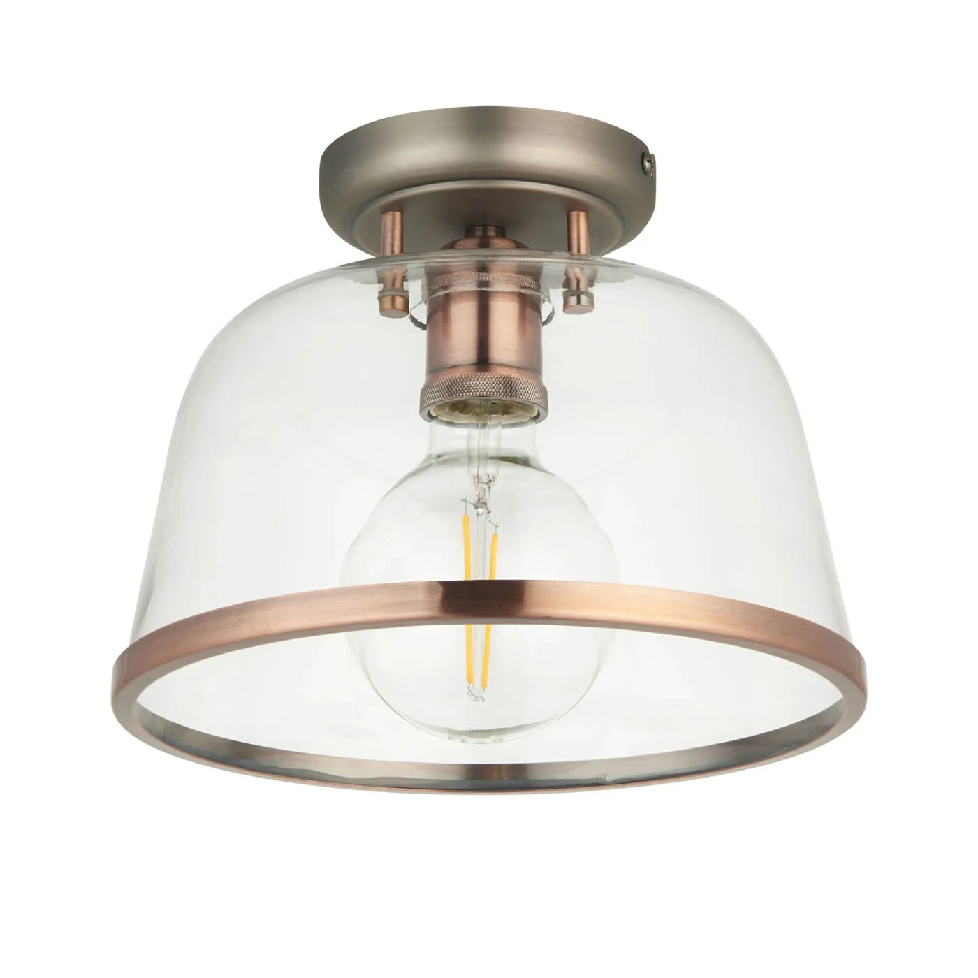 LED Ceiling Light Clear Transparent Glass Shade Modern Industrial Dimmable