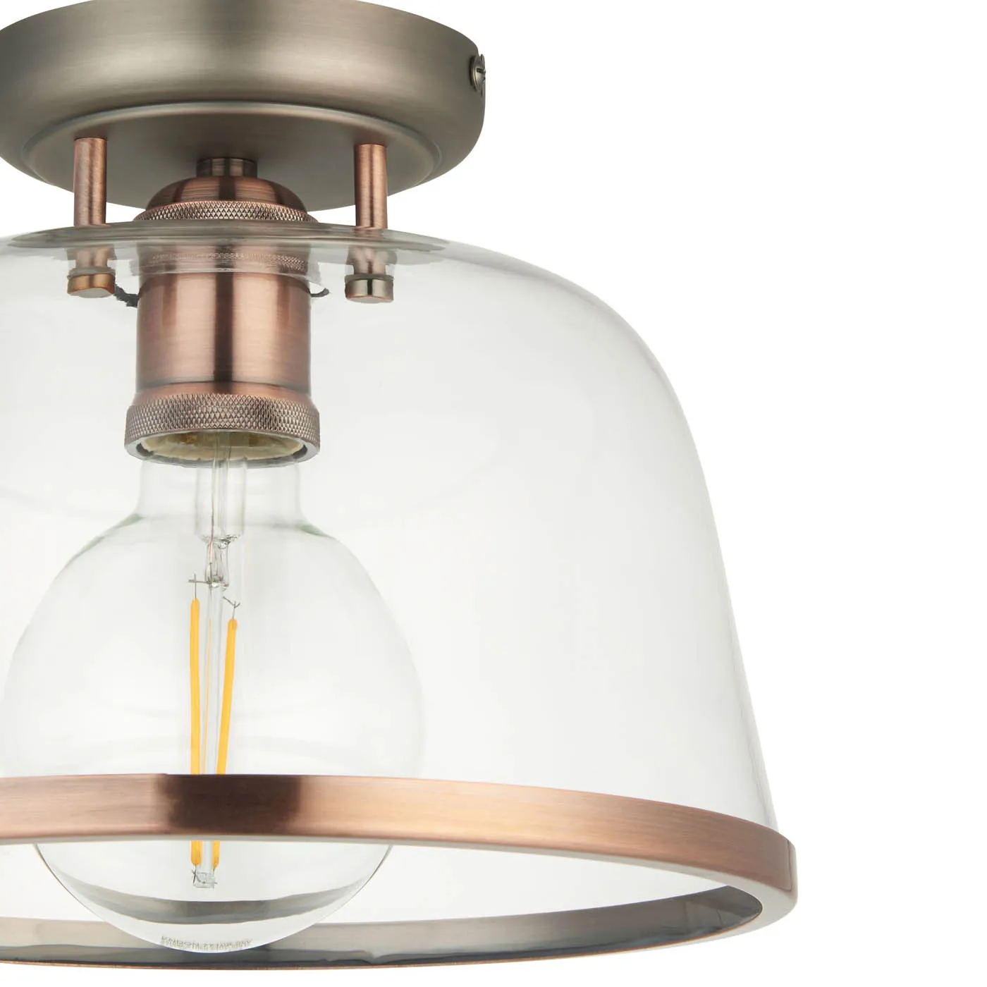 LED Ceiling Light Clear Transparent Glass Shade Modern Industrial Dimmable