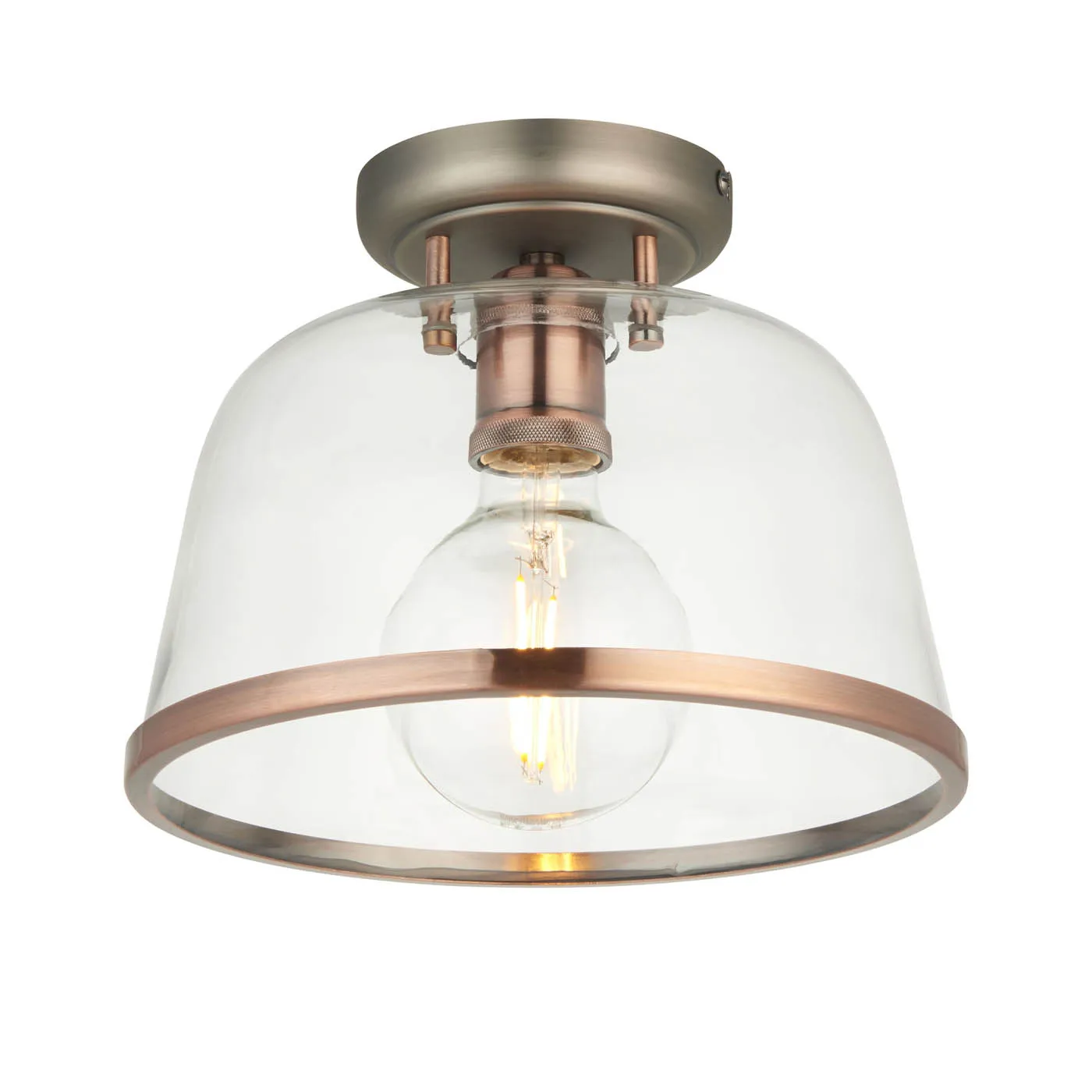 LED Ceiling Light Clear Transparent Glass Shade Modern Industrial Dimmable