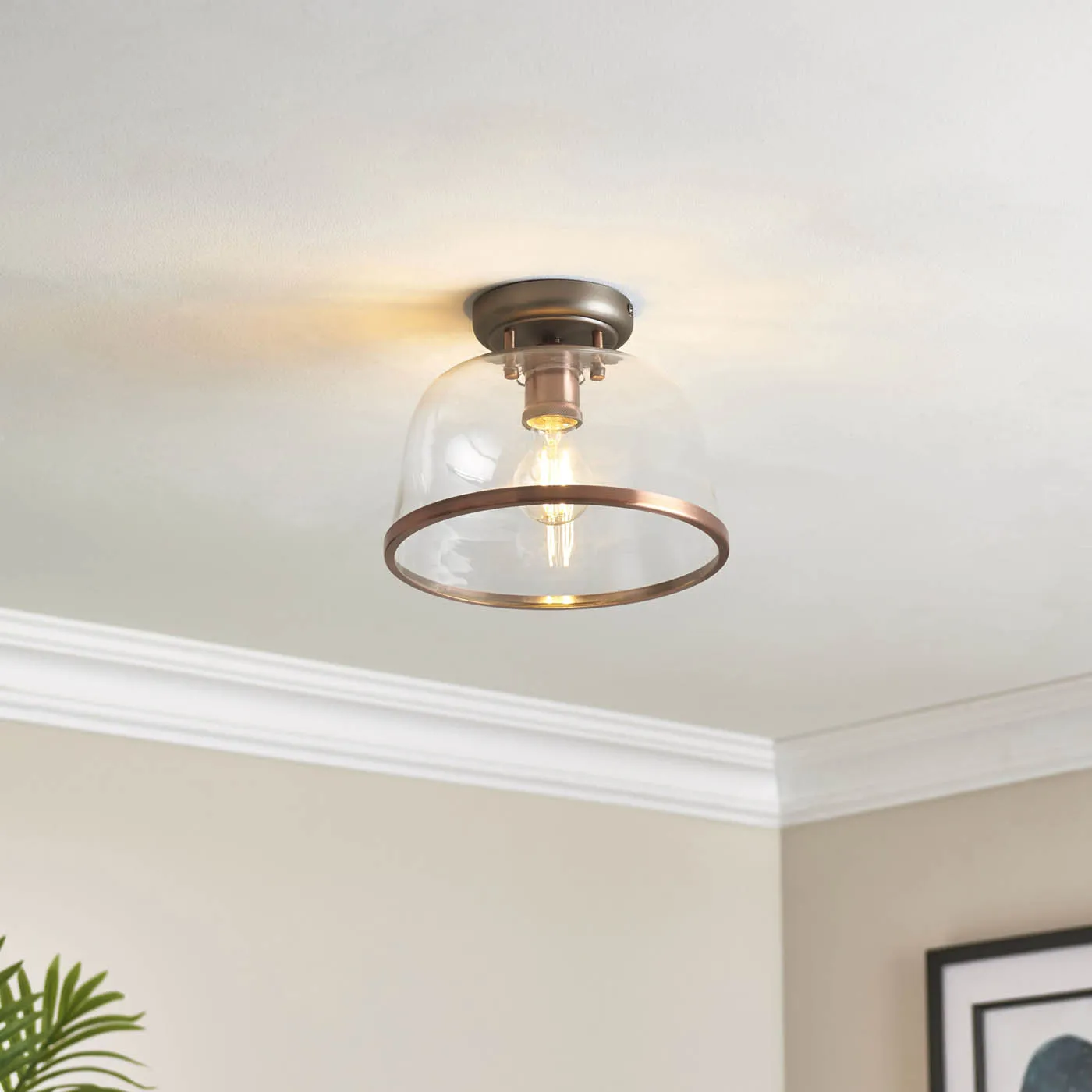 LED Ceiling Light Clear Transparent Glass Shade Modern Industrial Dimmable