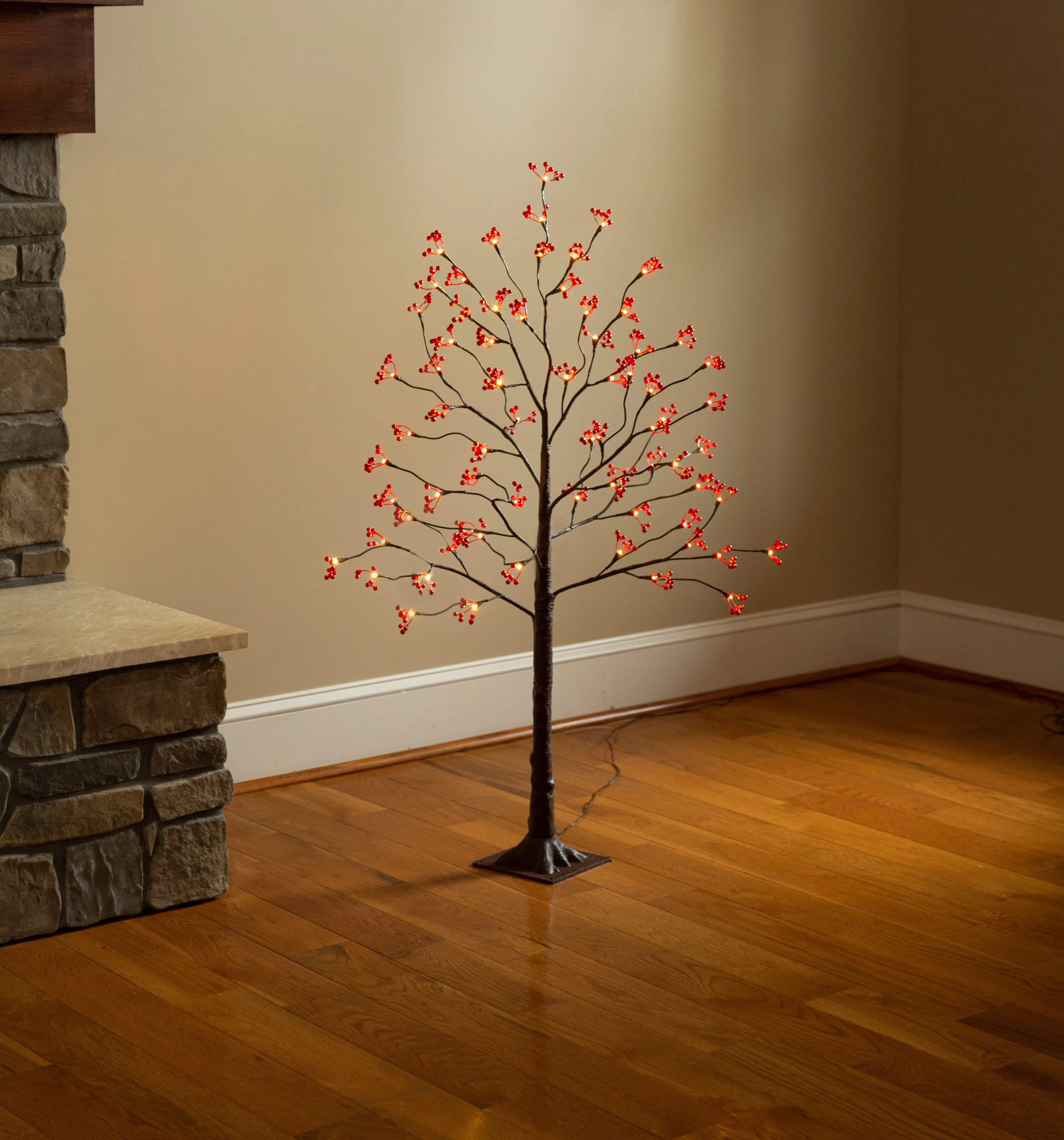 LED Red Berry Tree 4', 72 lights,2phl121