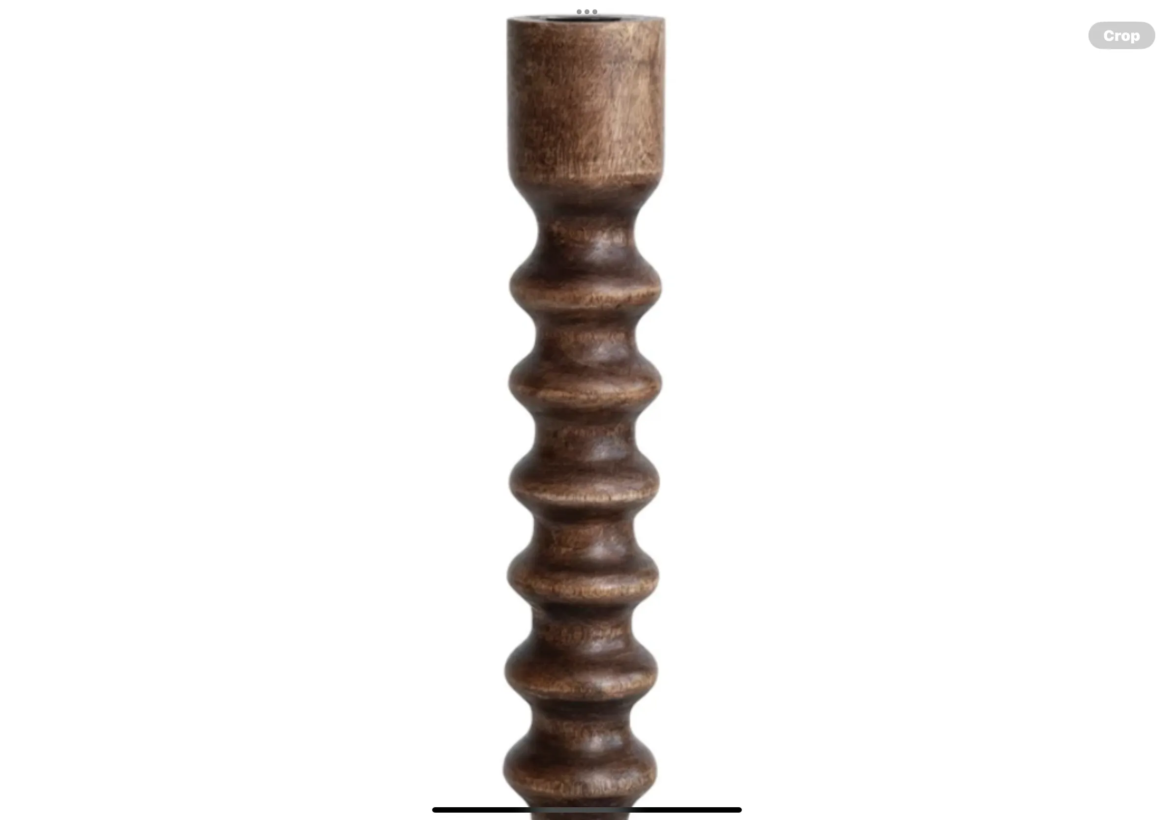 Lg Hand-Carved Mango Wood Taper Holder, Walnut Finish