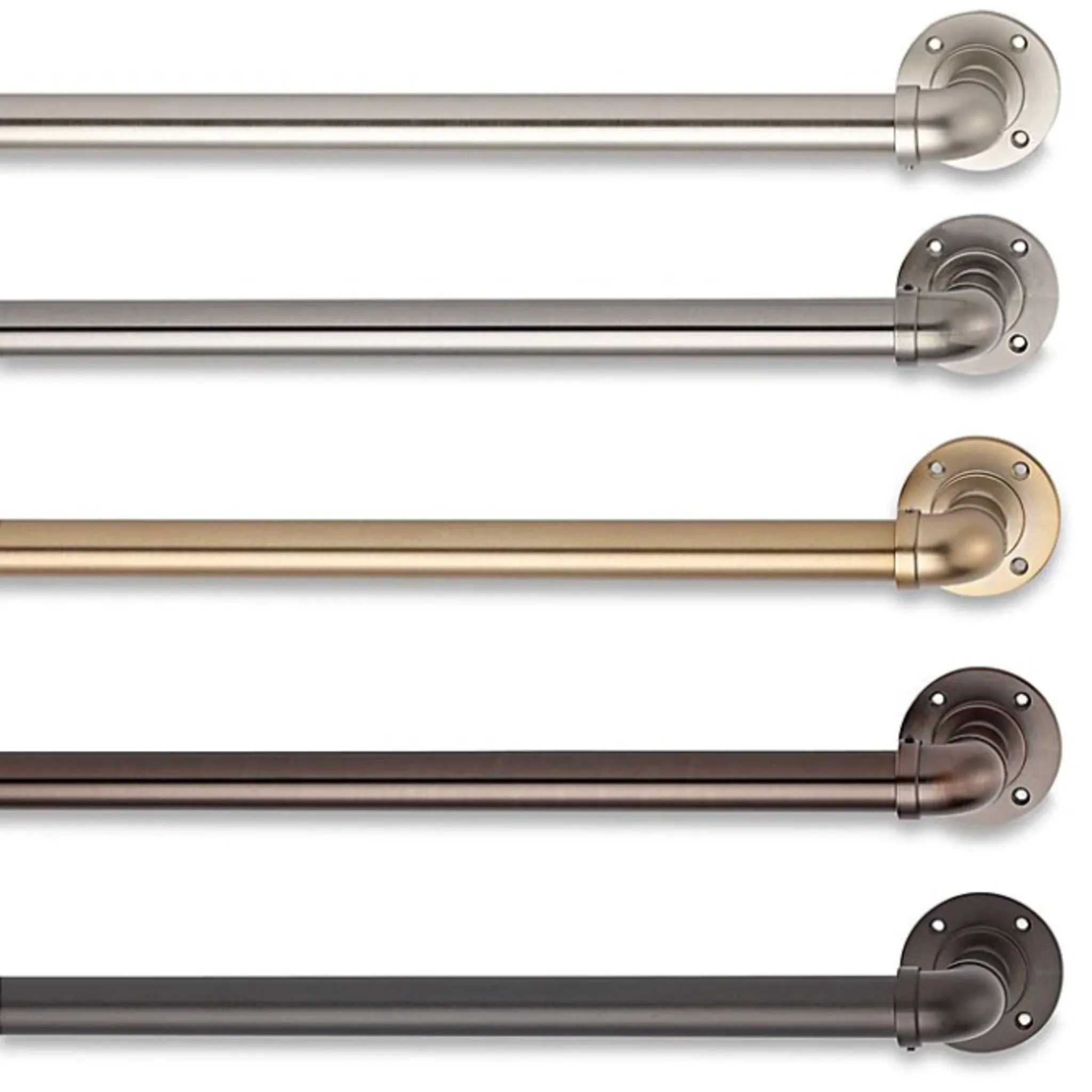 Like New/Unboxed- Cambria Industrial 42-Inch Single Curtain Rod Set (Warm Gold)