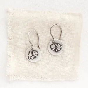 Little Rustic Rose Oxidized Silver Earrings